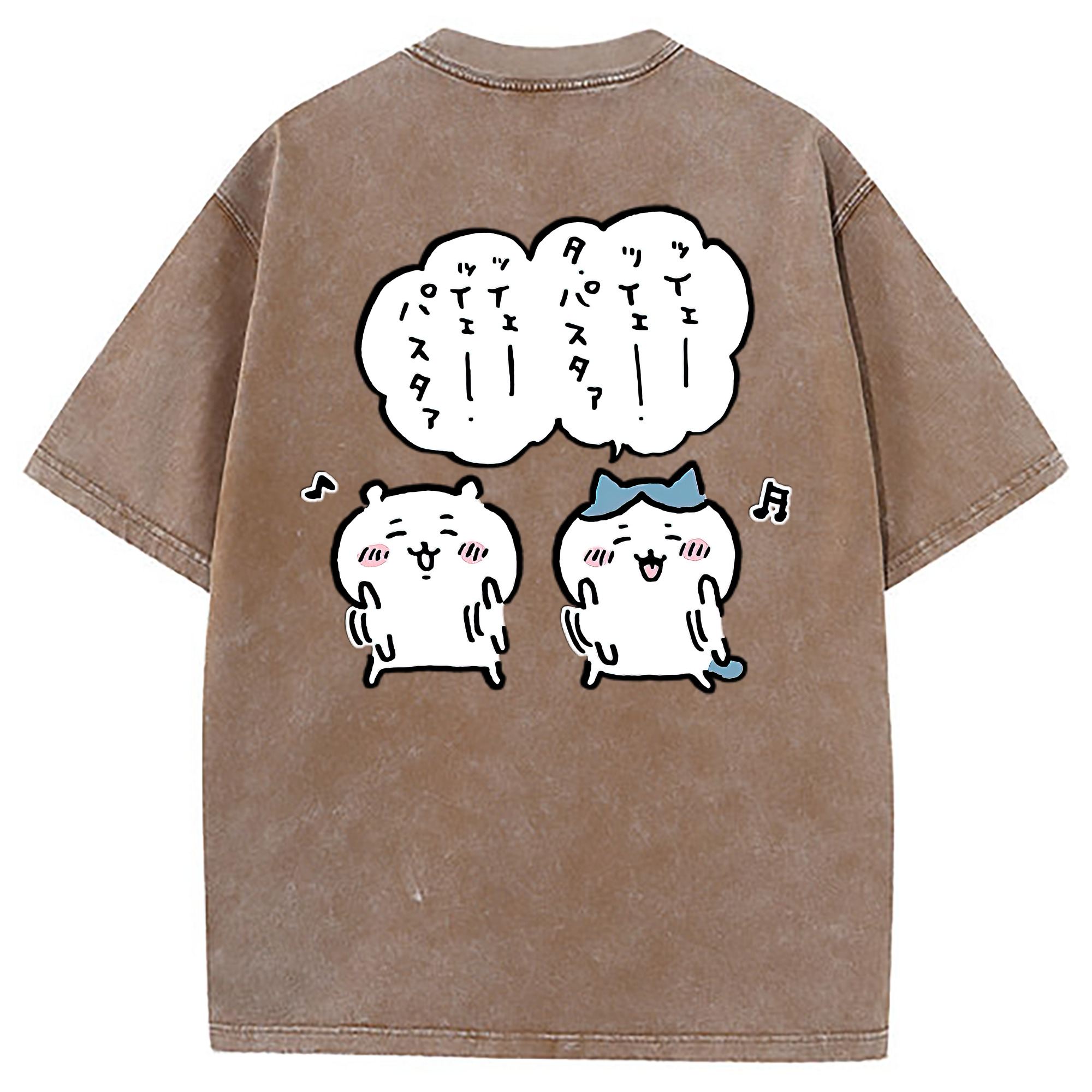 （画像用） ちいかわ ハチワレ Chii-kawa hachiware 綿100% ヴィンテージ風 半袖Tシャツ（背面プリント）