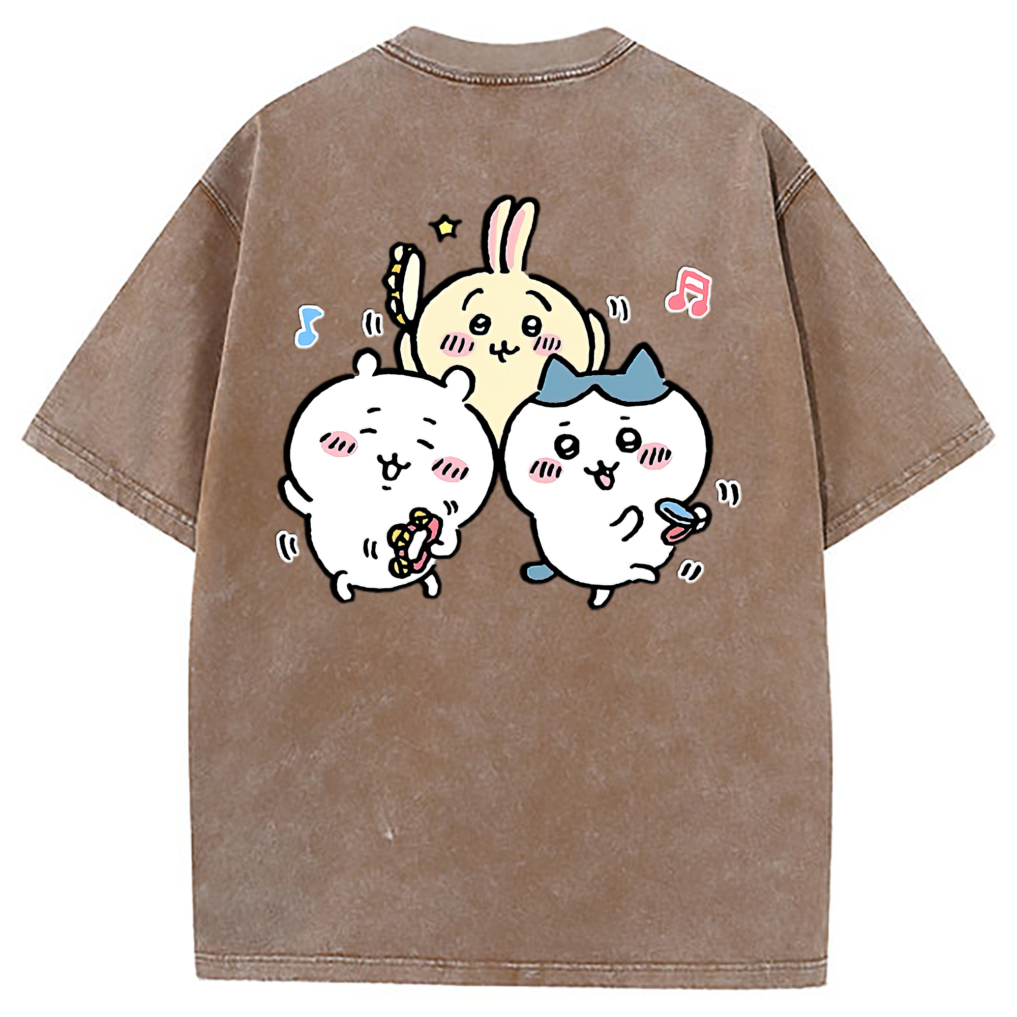 （画像用） ちいかわ ハチワレ Chii-kawa hachiware 綿100% ヴィンテージ風 半袖Tシャツ（背面プリント）