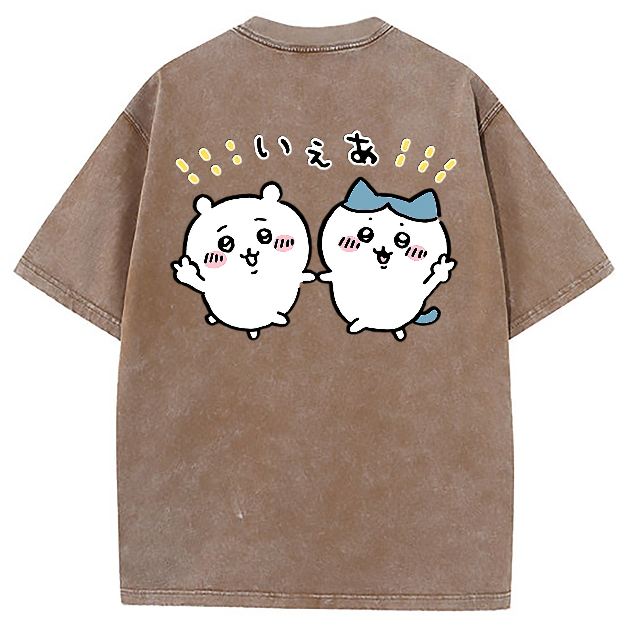 （画像用） ちいかわ ハチワレ Chii-kawa hachiware 綿100% ヴィンテージ風 半袖Tシャツ（背面プリント）