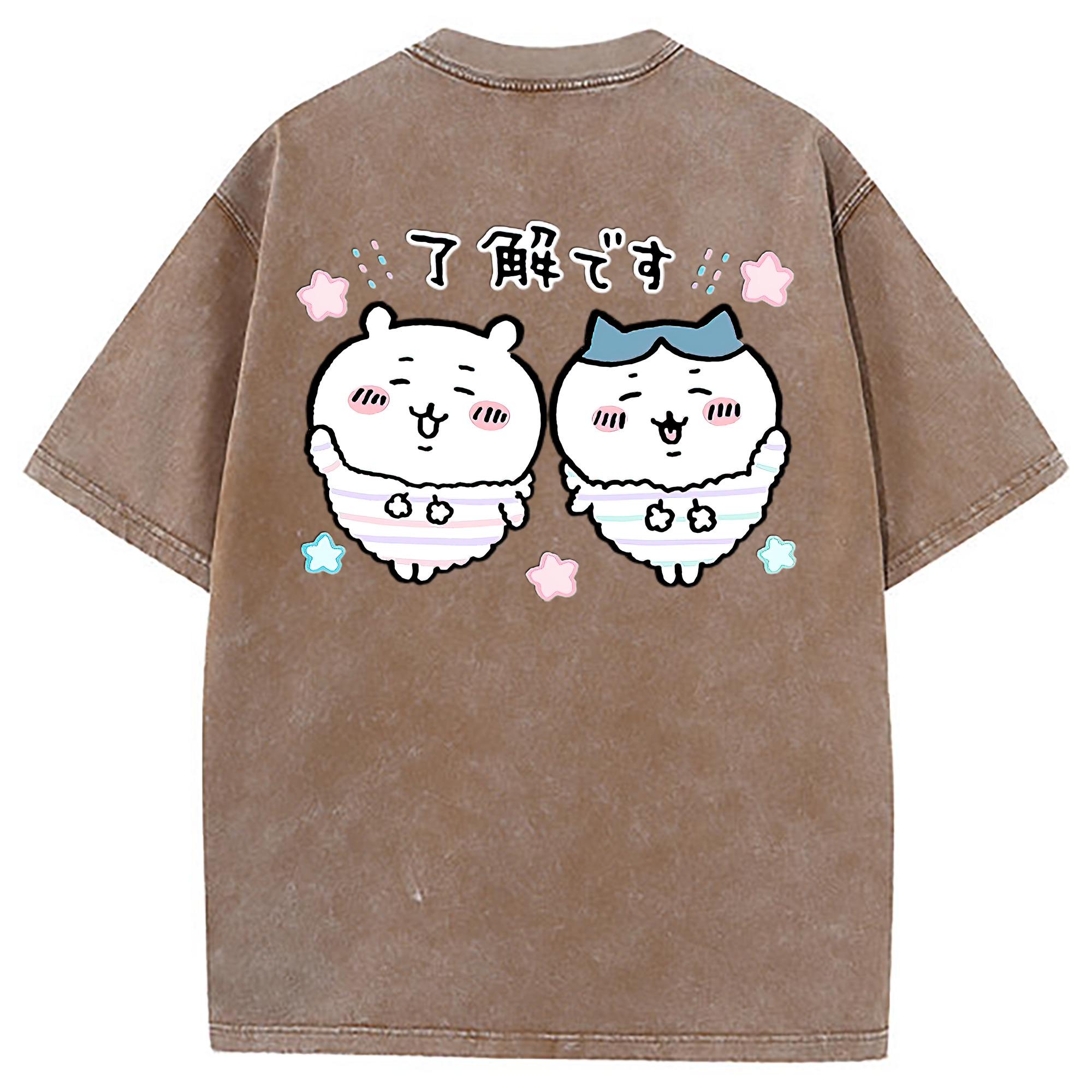 （画像用） ちいかわ ハチワレ Chii-kawa hachiware 綿100% ヴィンテージ風 半袖Tシャツ（背面プリント）