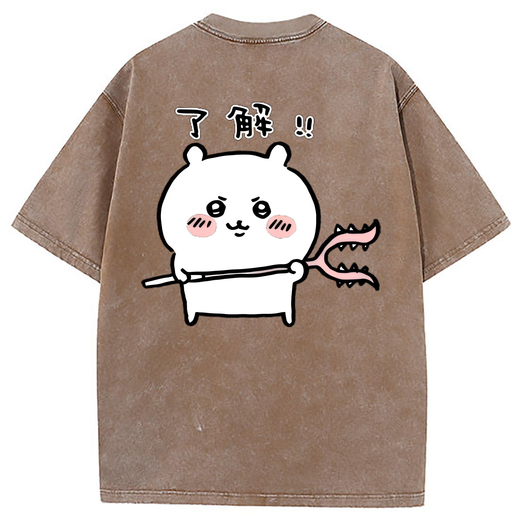 （画像用） ちいかわ ちいかわ Chii-kawa chiikawa 綿100% ヴィンテージ風 半袖Tシャツ（背面プリント）