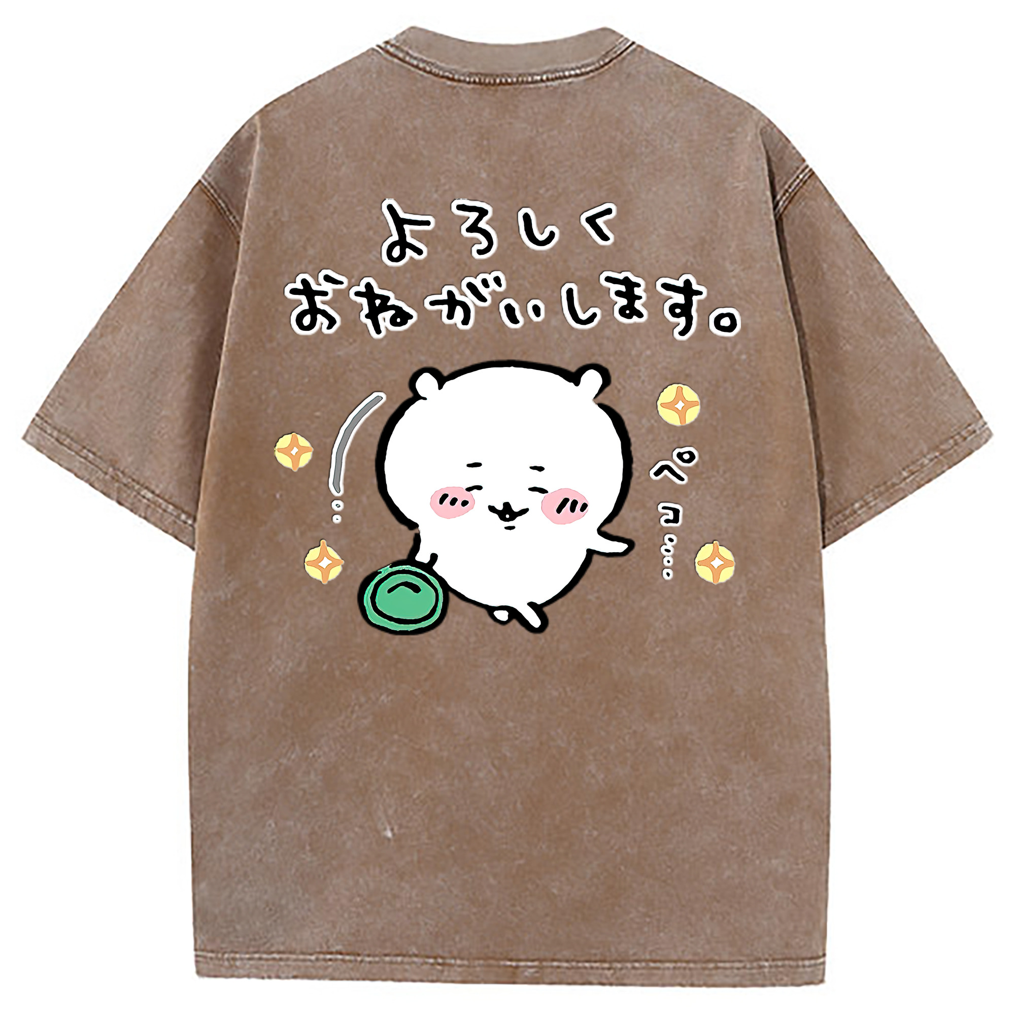 （画像用） ちいかわ ちいかわ Chii-kawa chiikawa 綿100% ヴィンテージ風 半袖Tシャツ（背面プリント）