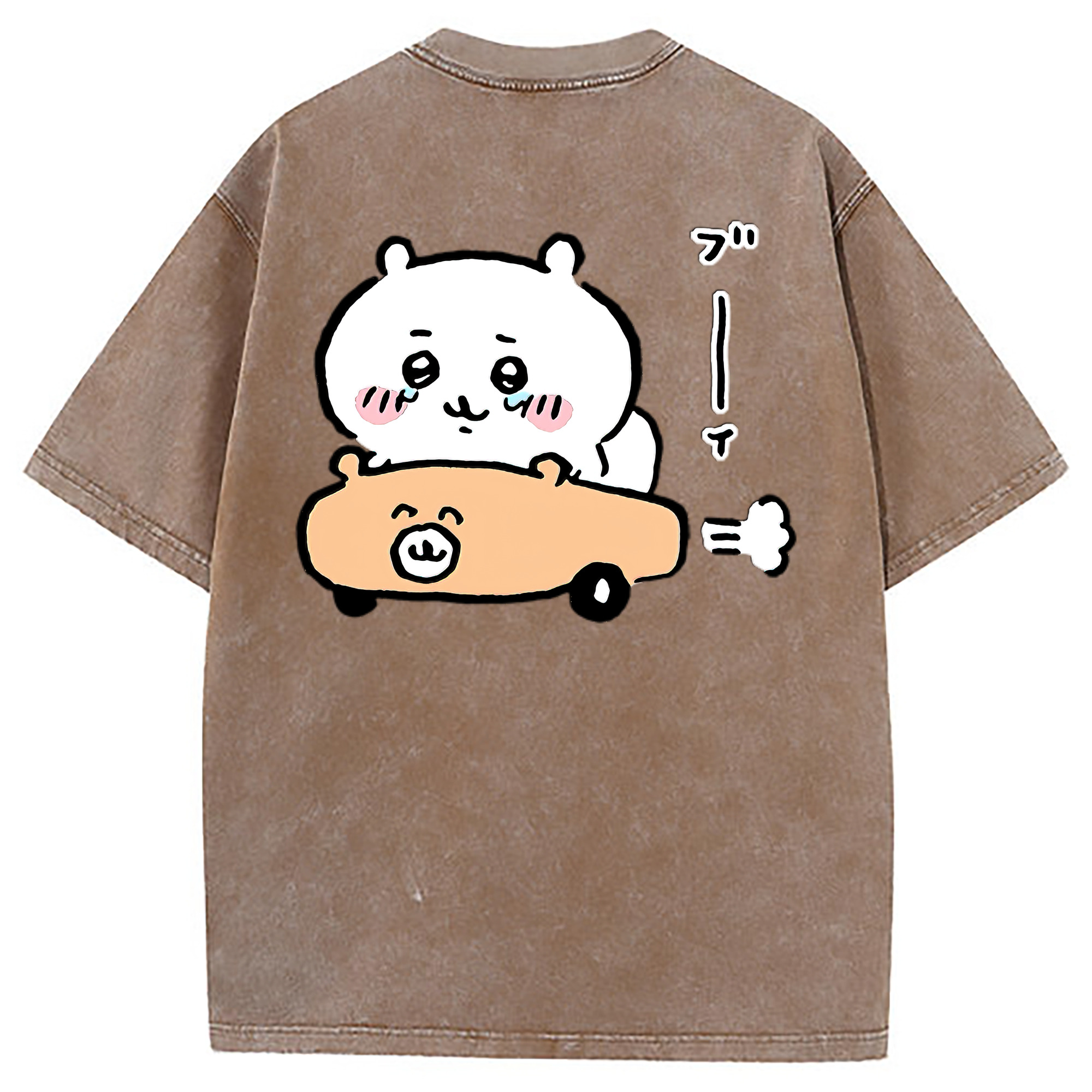 （画像用） ちいかわ ちいかわ Chii-kawa chiikawa 綿100% ヴィンテージ風 半袖Tシャツ（背面プリント）