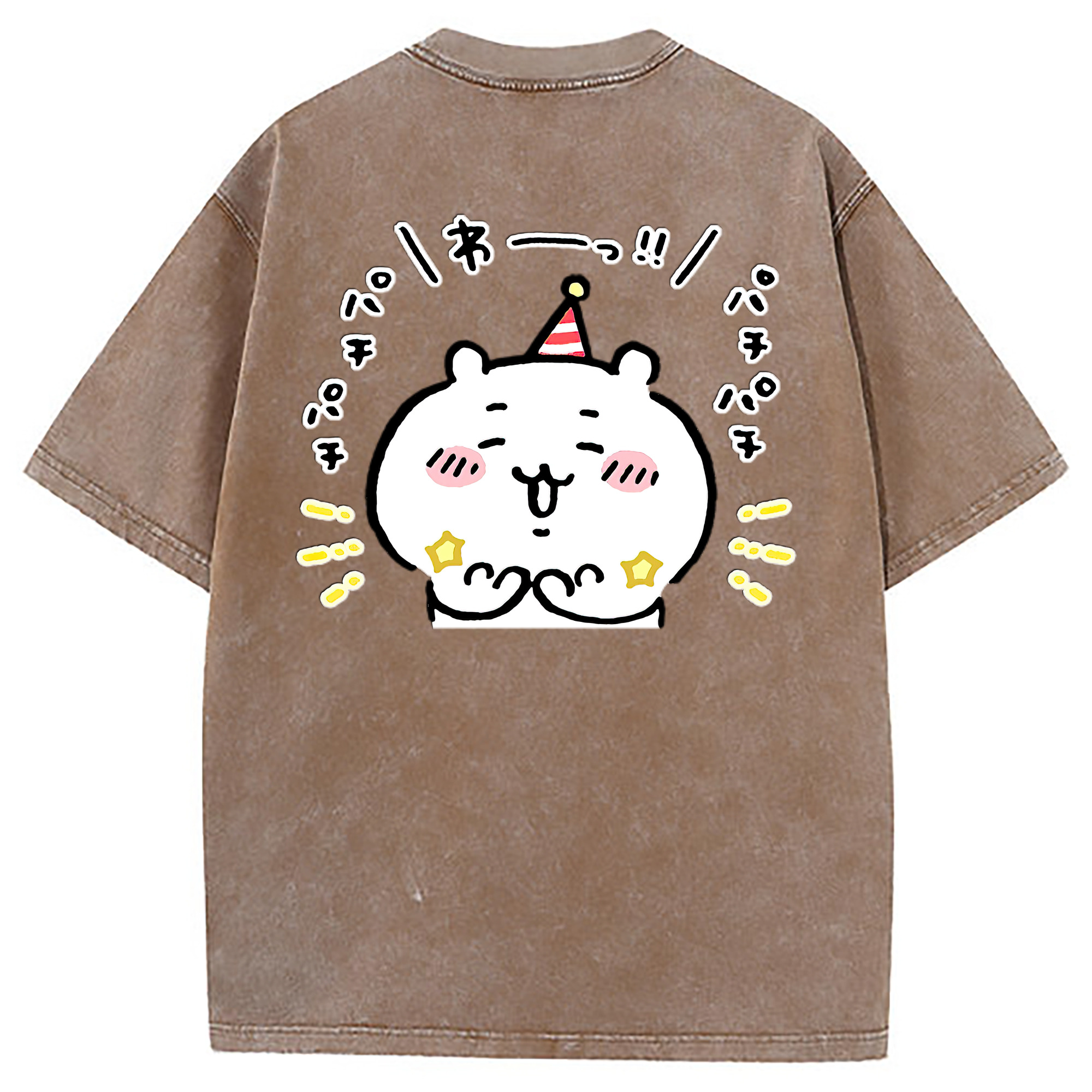 （画像用） ちいかわ ちいかわ Chii-kawa chiikawa 綿100% ヴィンテージ風 半袖Tシャツ（背面プリント）