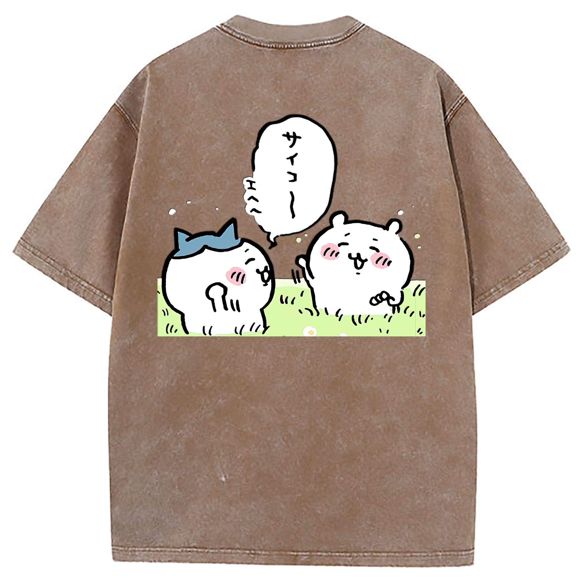 （画像用） ちいかわ ちいかわ Chii-kawa chiikawa 綿100% ヴィンテージ風 半袖Tシャツ（背面プリント）