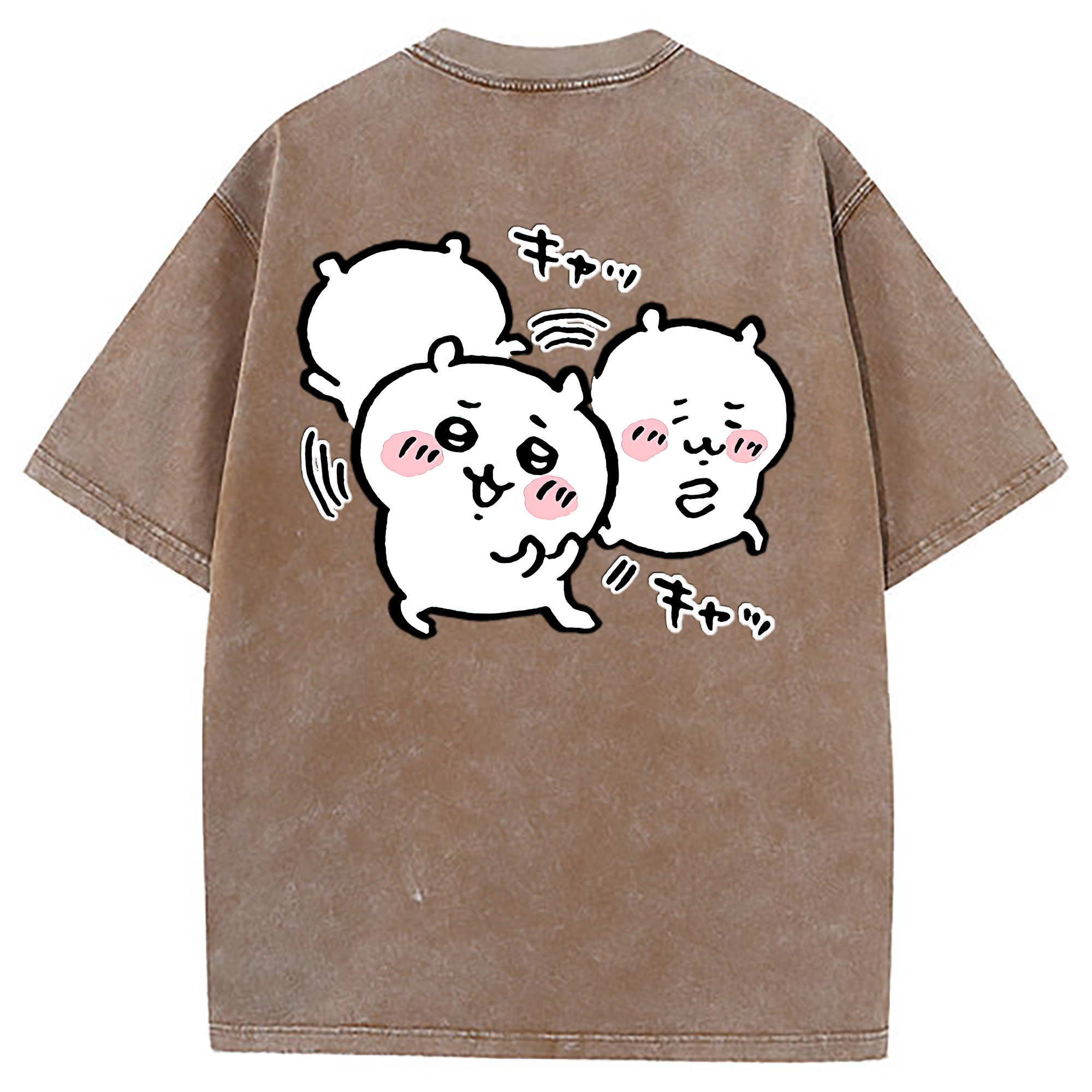 （画像用） ちいかわ ちいかわ Chii-kawa chiikawa 綿100% ヴィンテージ風 半袖Tシャツ（背面プリント）