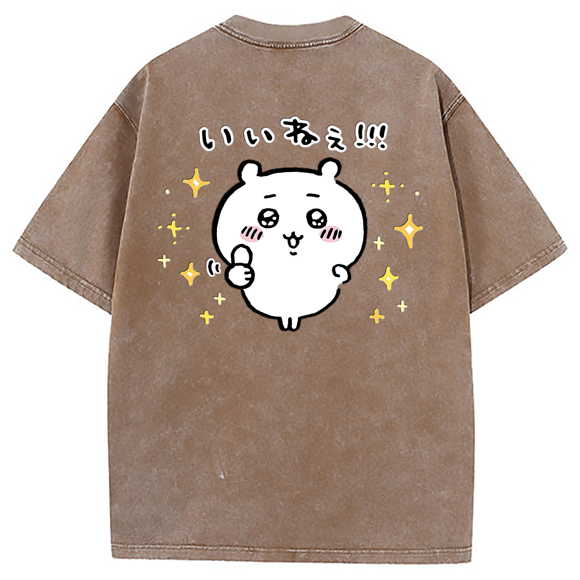 （画像用） ちいかわ ちいかわ Chii-kawa chiikawa 綿100% ヴィンテージ風 半袖Tシャツ（背面プリント）