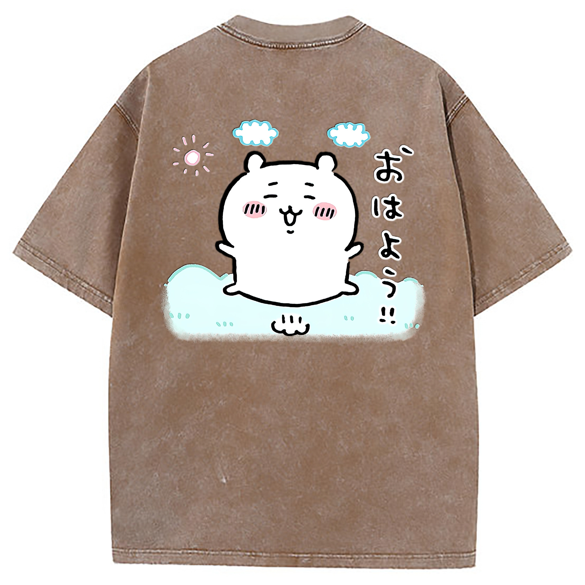 （画像用） ちいかわ ちいかわ Chii-kawa chiikawa 綿100% ヴィンテージ風 半袖Tシャツ（背面プリント）