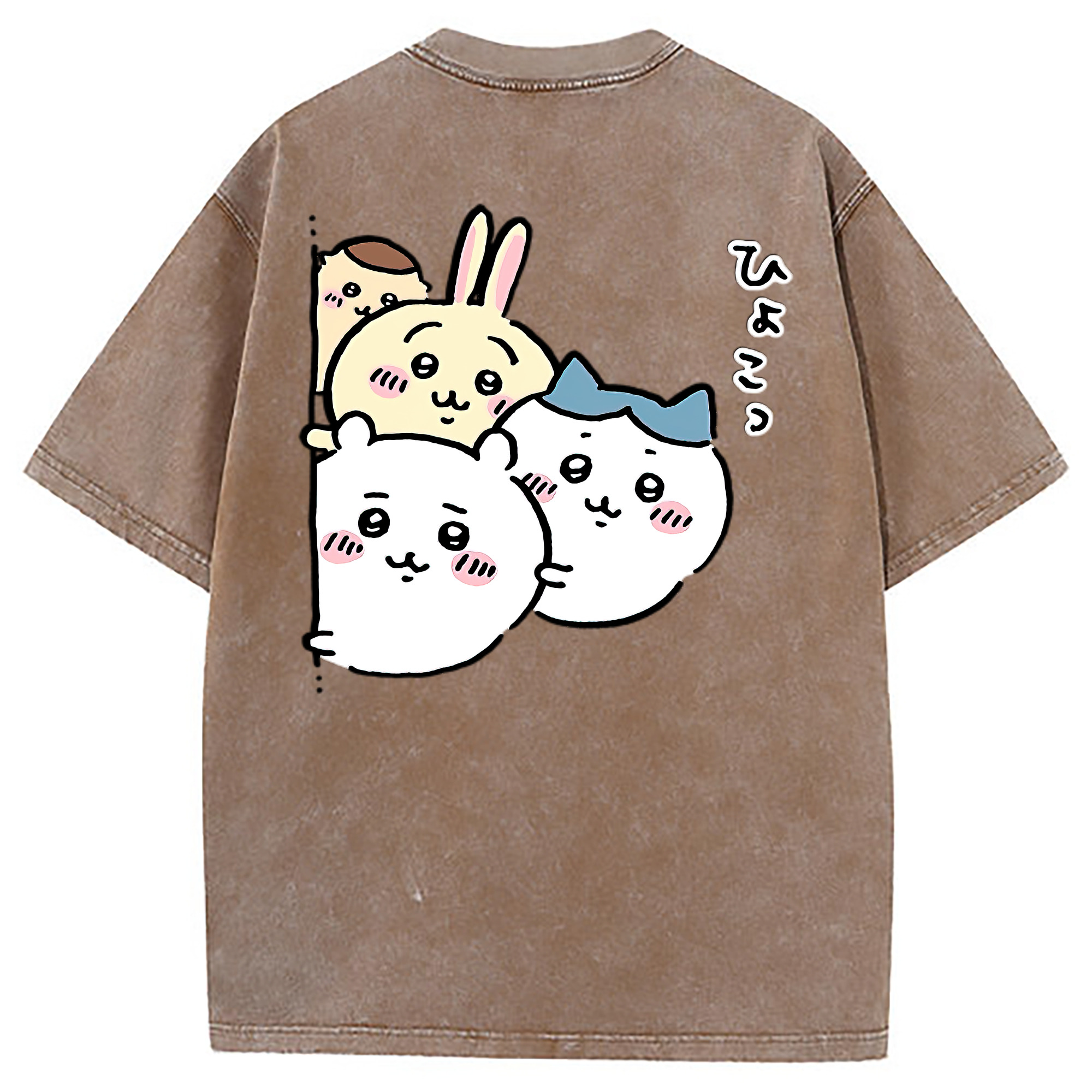 （画像用） ちいかわ ちいかわ Chii-kawa chiikawa 綿100% ヴィンテージ風 半袖Tシャツ（背面プリント）
