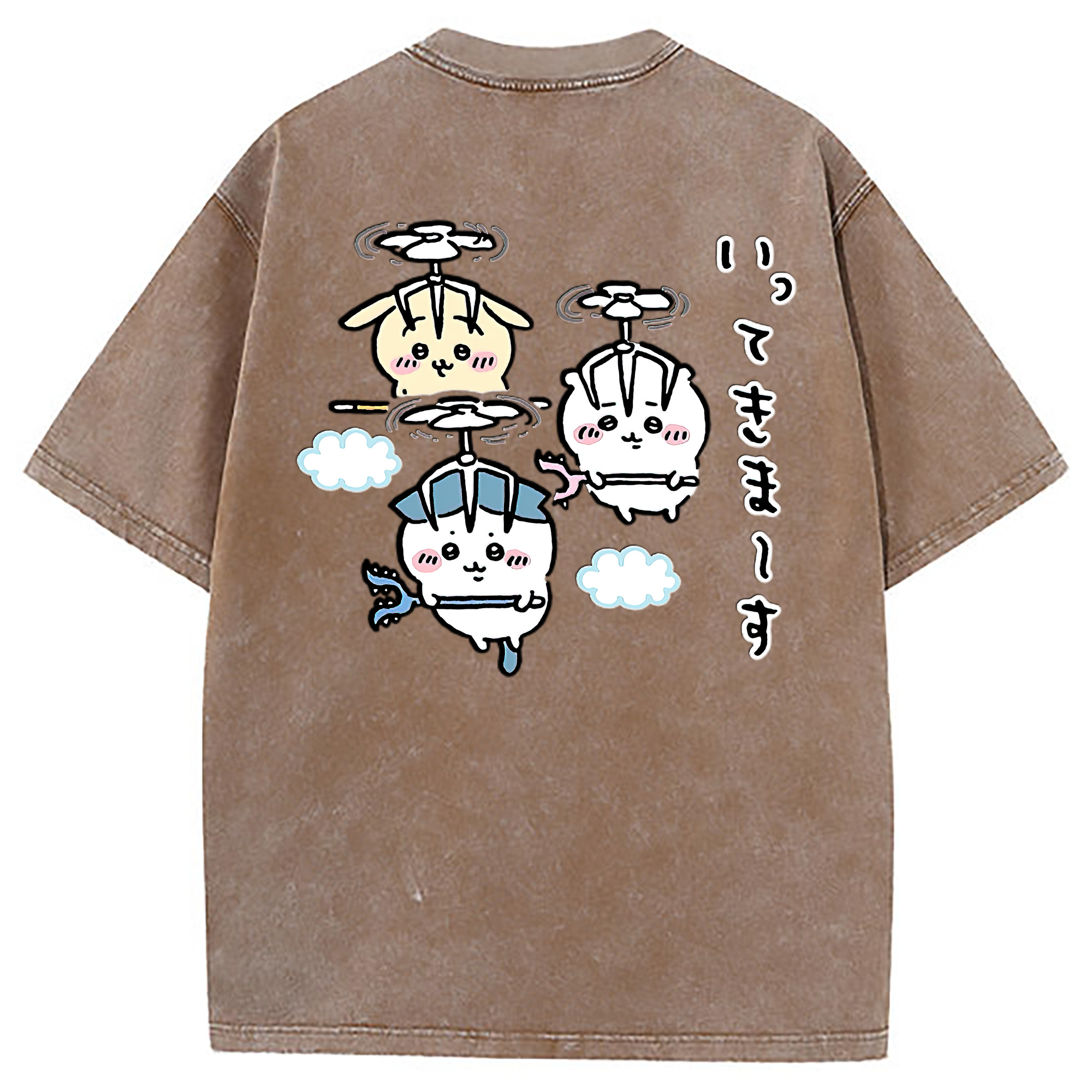 （画像用） ちいかわ ちいかわ Chii-kawa chiikawa 綿100% ヴィンテージ風 半袖Tシャツ（背面プリント）
