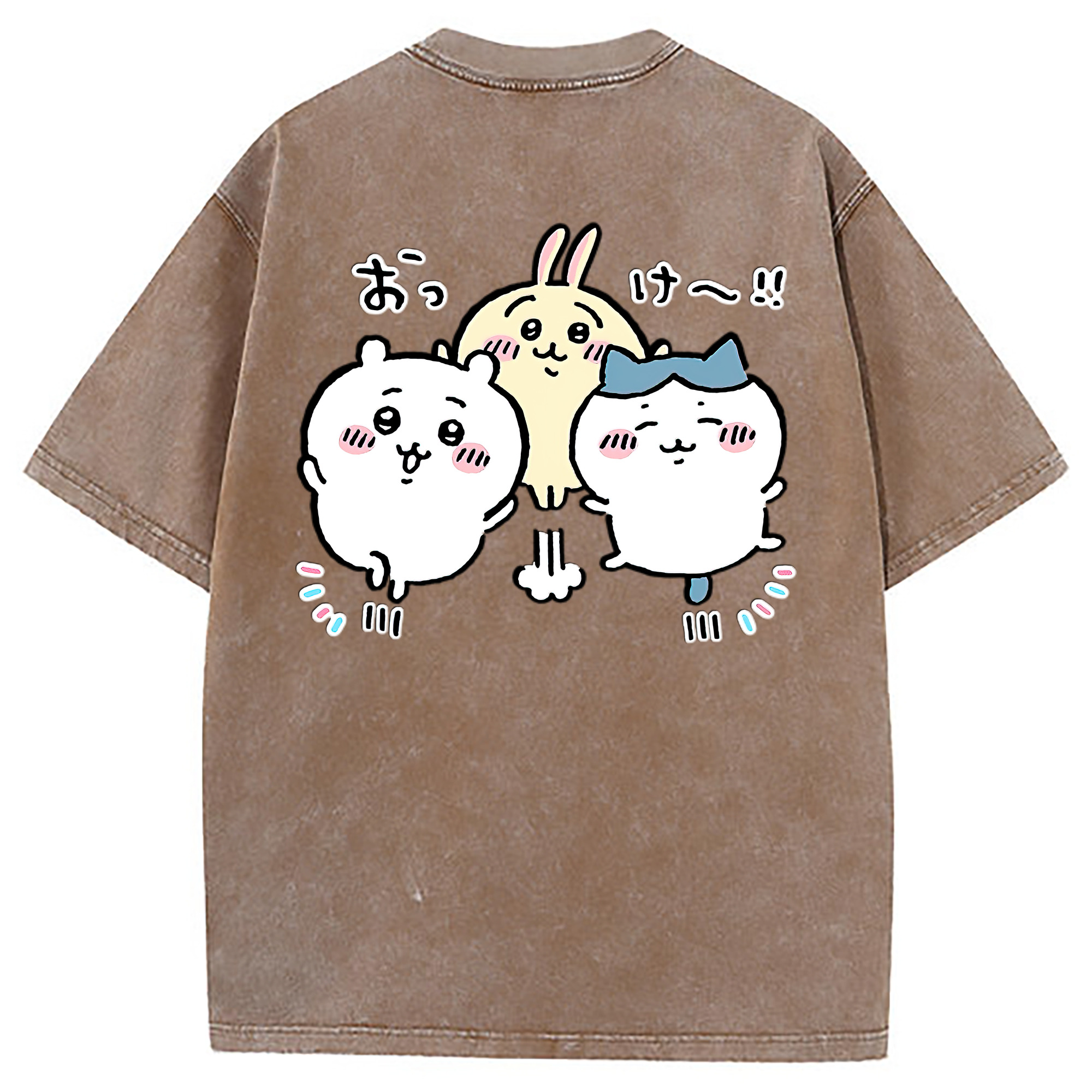 （画像用） ちいかわ ちいかわ Chii-kawa chiikawa 綿100% ヴィンテージ風 半袖Tシャツ（背面プリント）