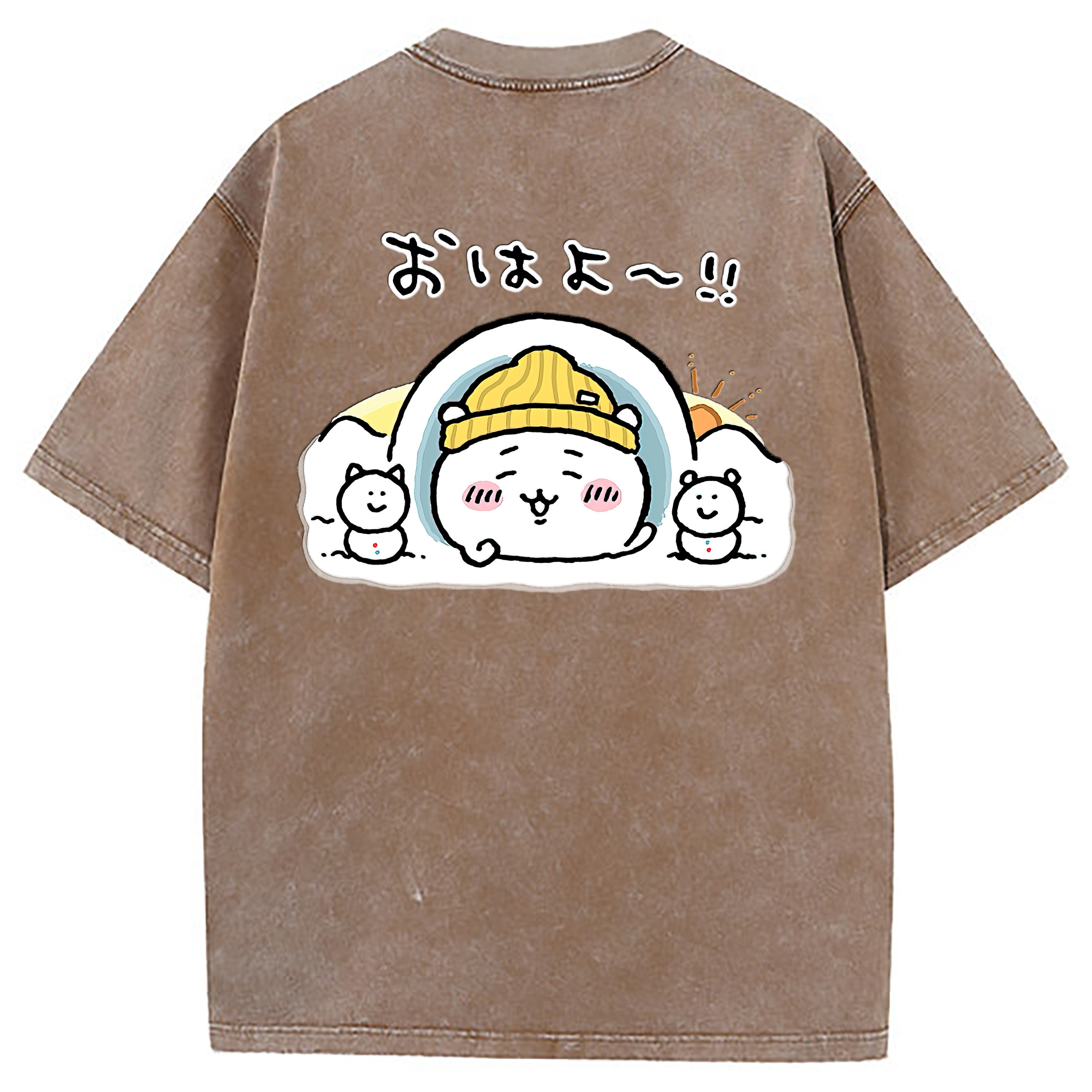 （画像用） ちいかわ ちいかわ Chii-kawa chiikawa 綿100% ヴィンテージ風 半袖Tシャツ（背面プリント）