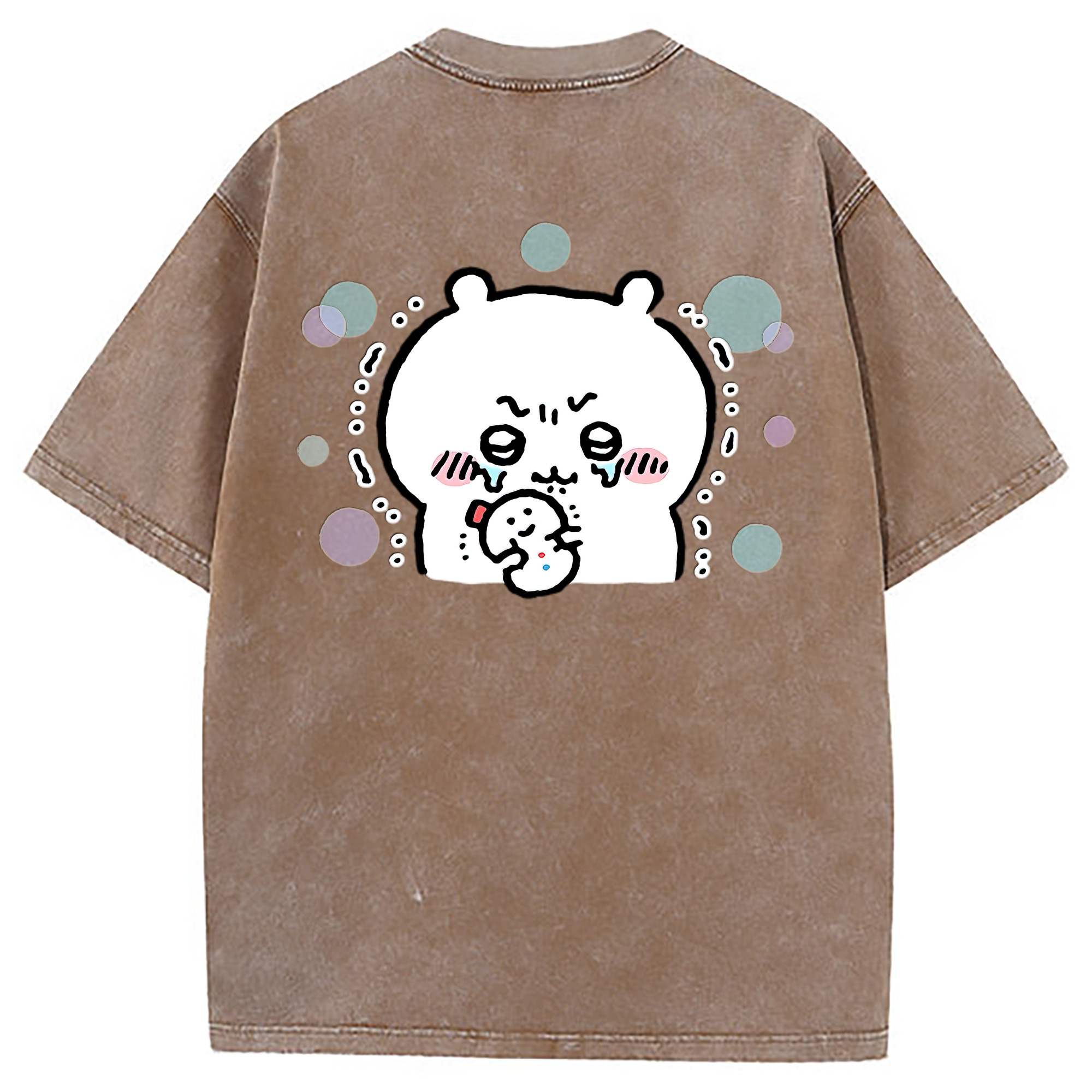 （画像用） ちいかわ ちいかわ Chii-kawa chiikawa 綿100% ヴィンテージ風 半袖Tシャツ（背面プリント）