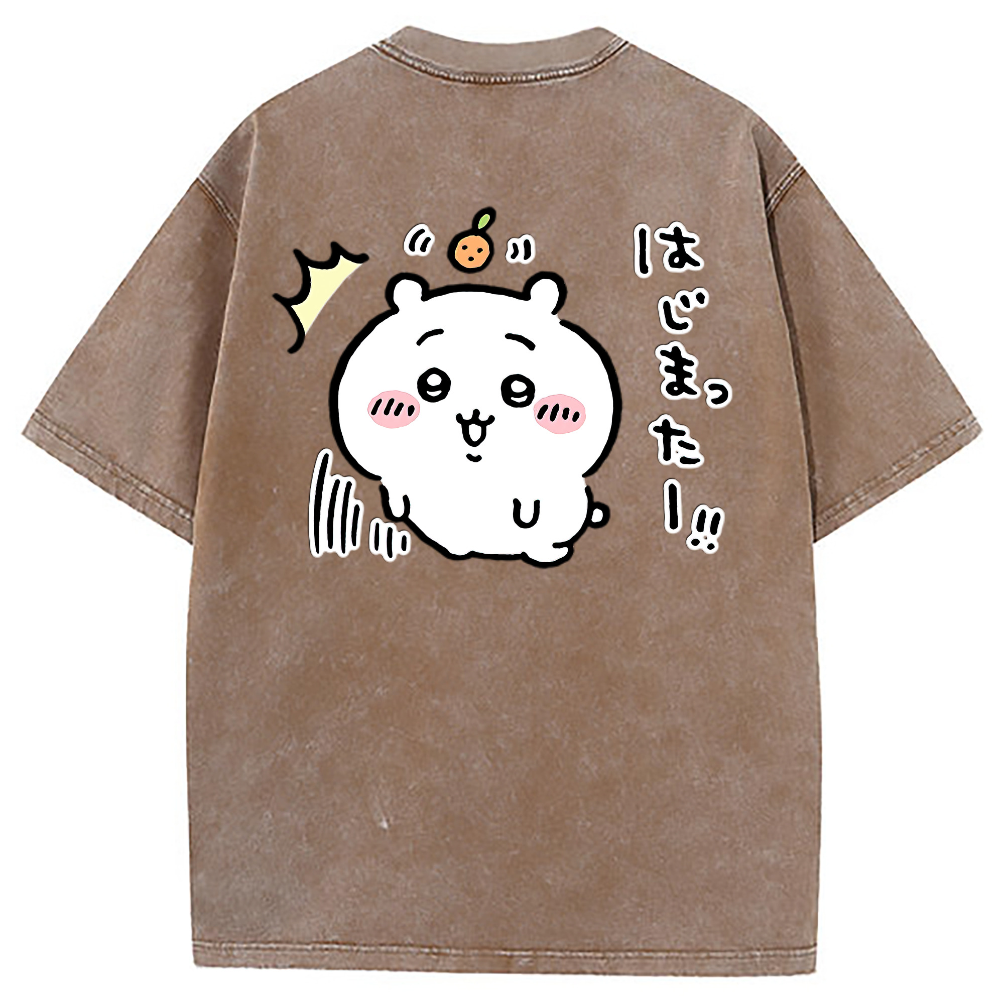 （画像用） ちいかわ ちいかわ Chii-kawa chiikawa 綿100% ヴィンテージ風 半袖Tシャツ（背面プリント）