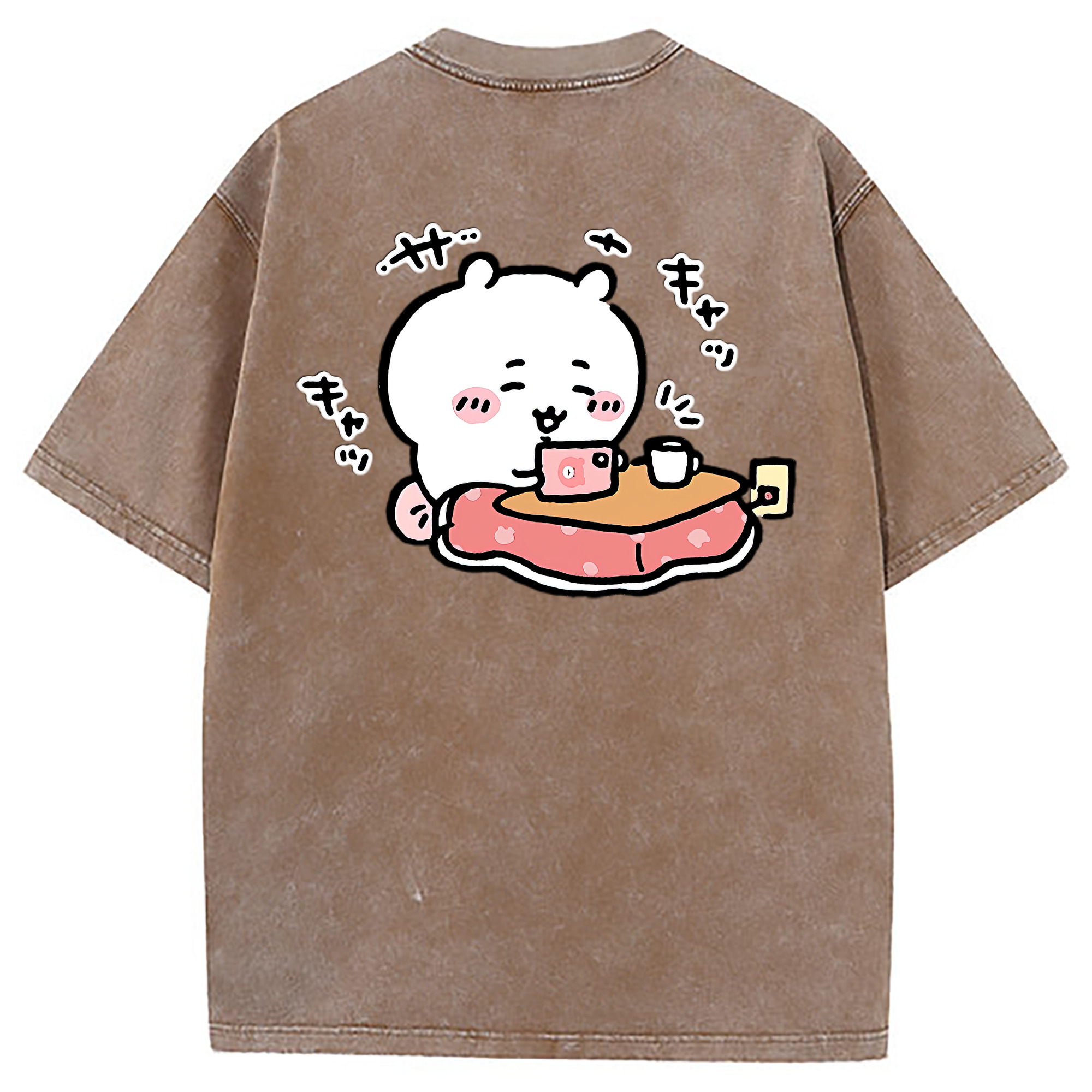 （画像用） ちいかわ ちいかわ Chii-kawa chiikawa 綿100% ヴィンテージ風 半袖Tシャツ（背面プリント）