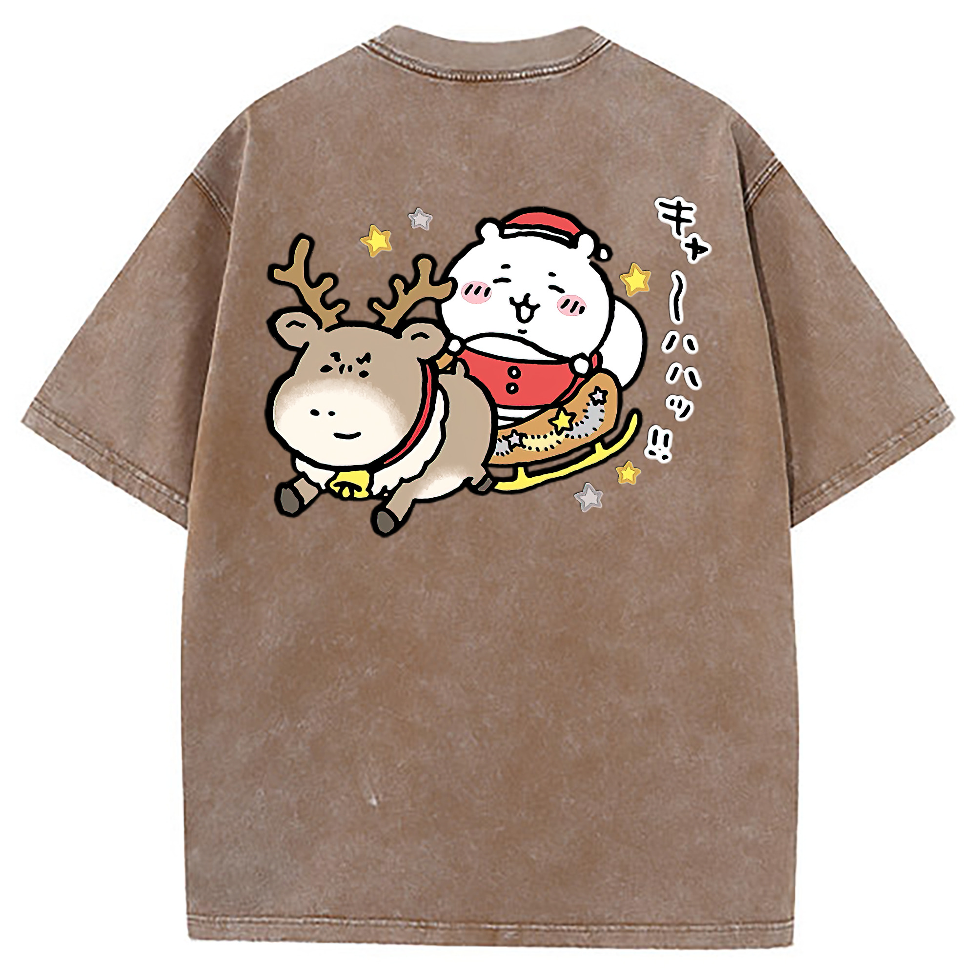 （画像用） ちいかわ ちいかわ Chii-kawa chiikawa 綿100% ヴィンテージ風 半袖Tシャツ（背面プリント）