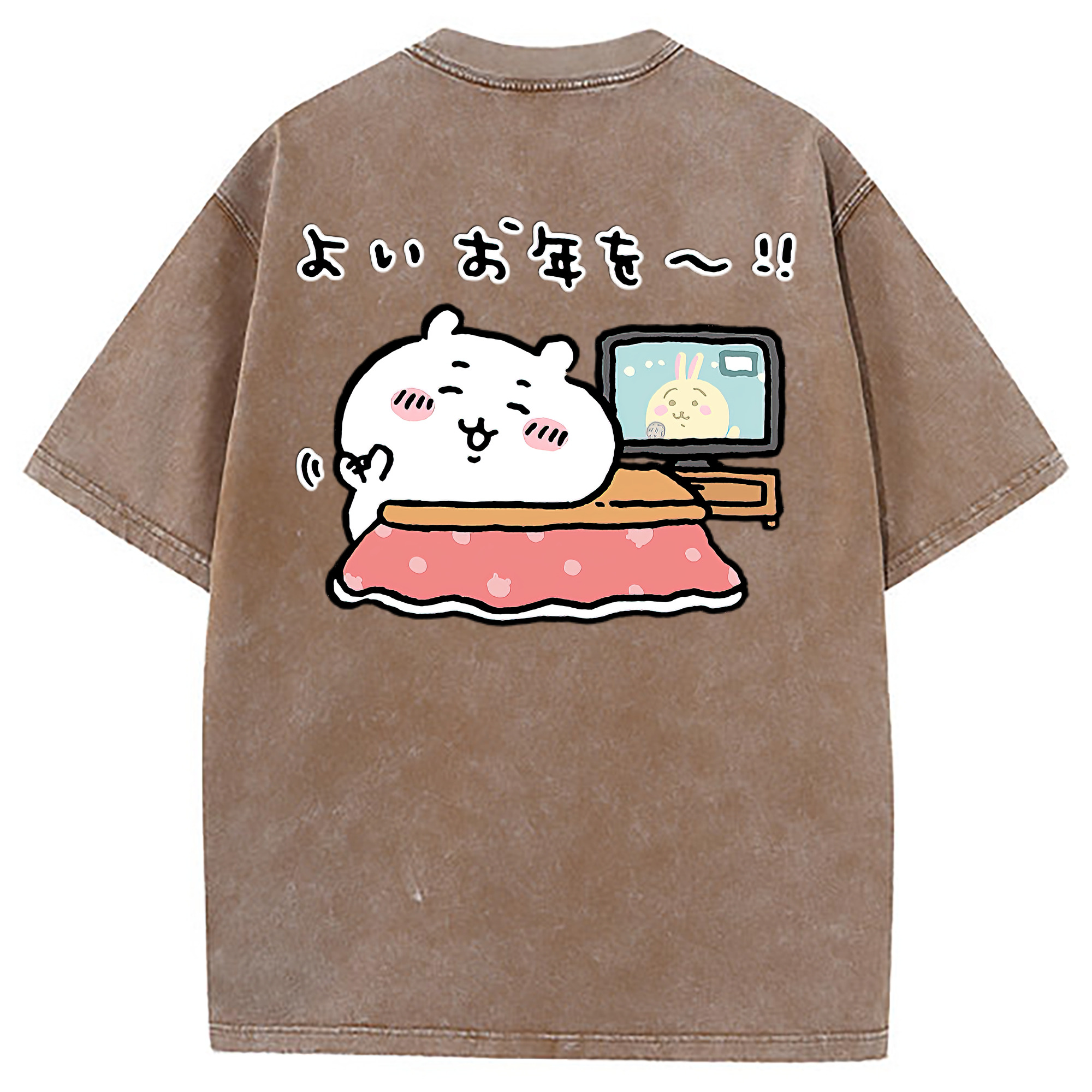 （画像用） ちいかわ ちいかわ Chii-kawa chiikawa 綿100% ヴィンテージ風 半袖Tシャツ（背面プリント）