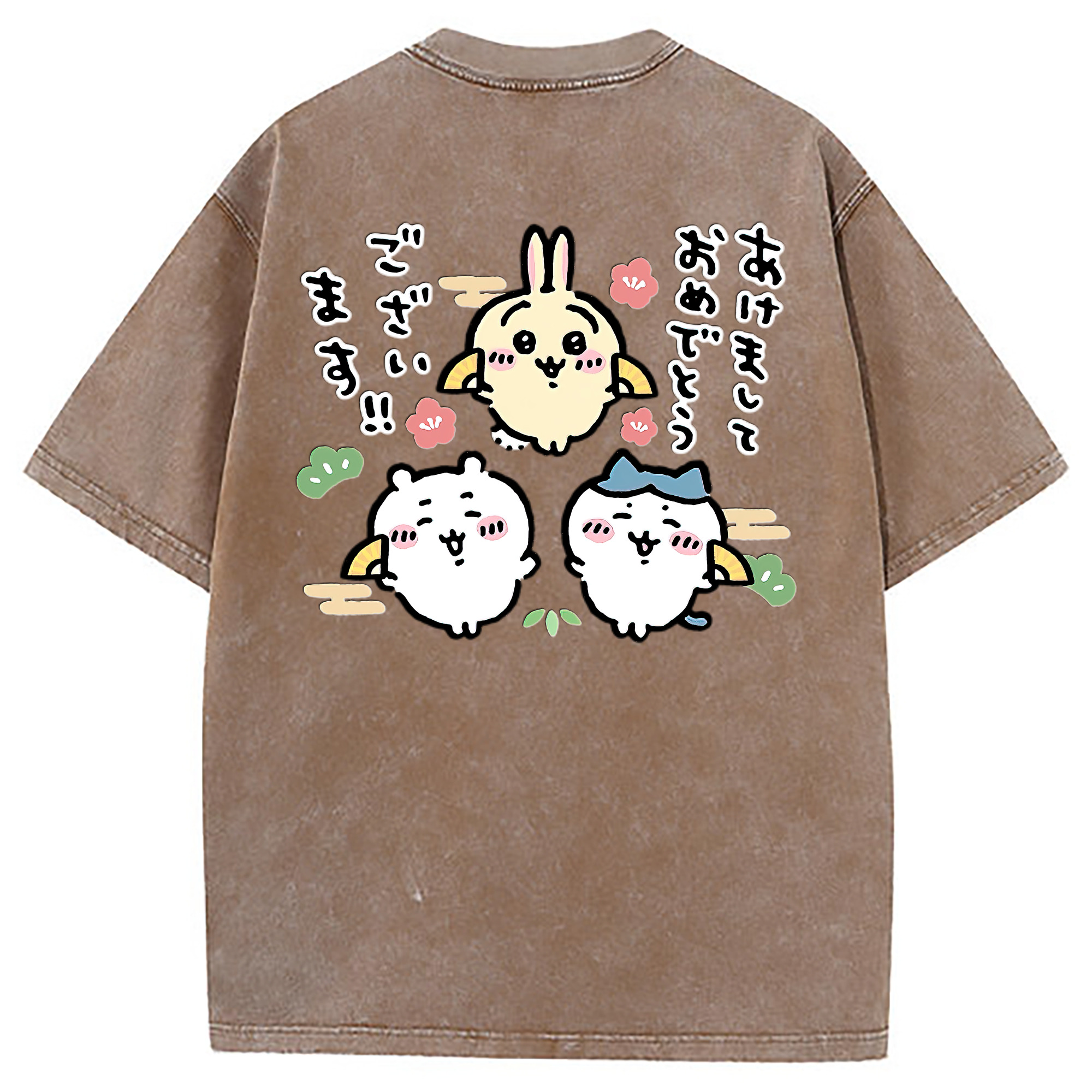 （画像用） ちいかわ ちいかわ Chii-kawa chiikawa 綿100% ヴィンテージ風 半袖Tシャツ（背面プリント）