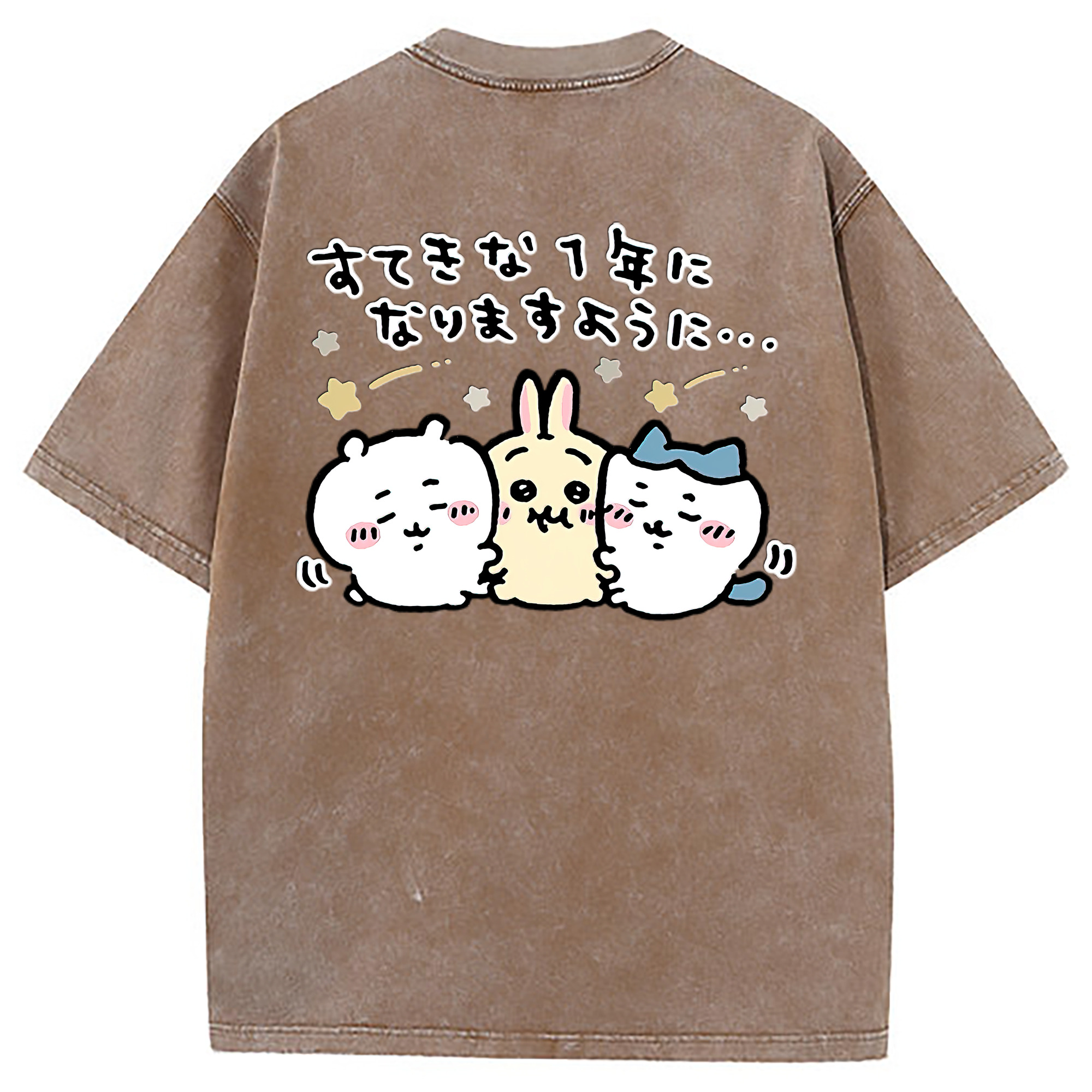 （画像用） ちいかわ ちいかわ Chii-kawa chiikawa 綿100% ヴィンテージ風 半袖Tシャツ（背面プリント）