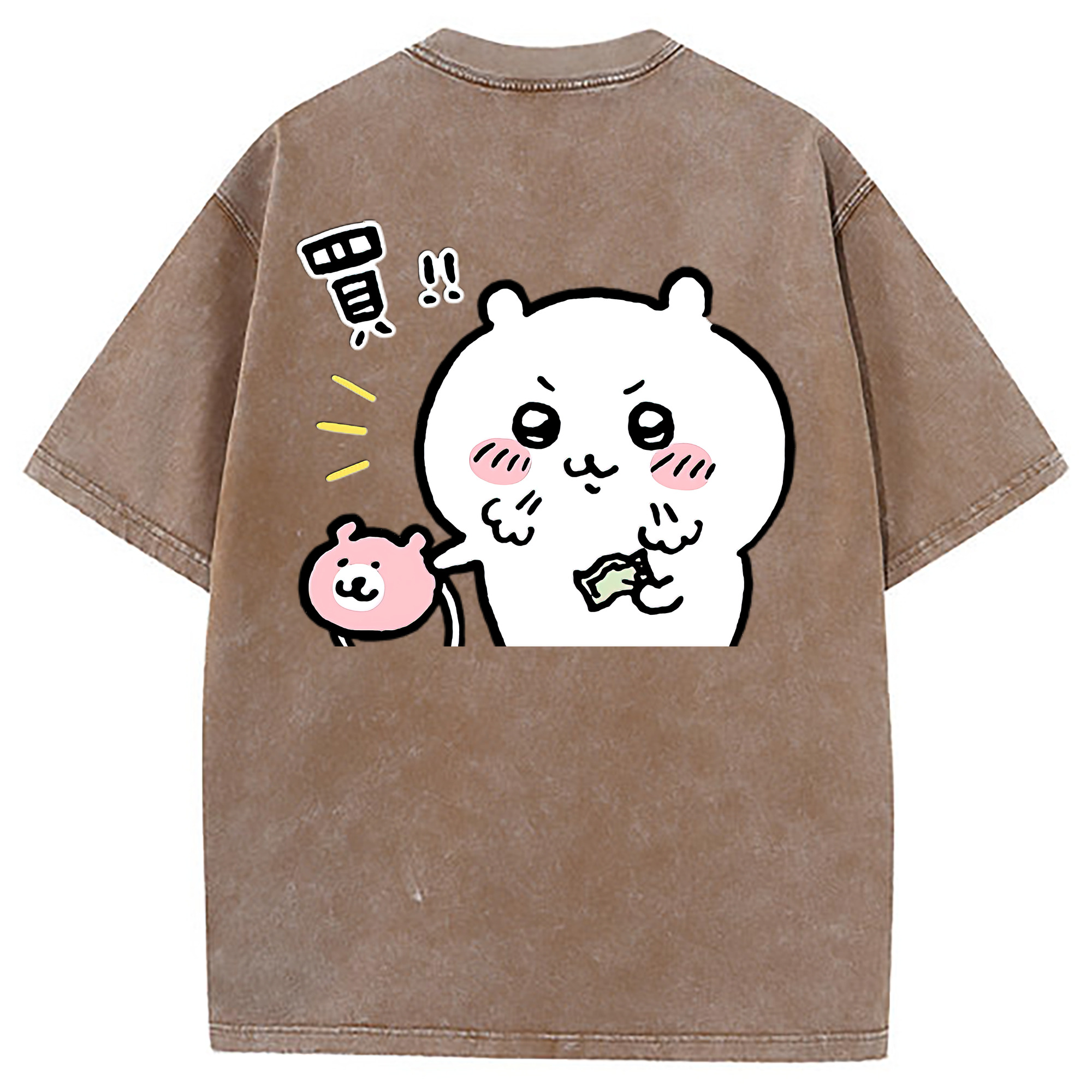 （画像用） ちいかわ ちいかわ Chii-kawa chiikawa 綿100% ヴィンテージ風 半袖Tシャツ（背面プリント）