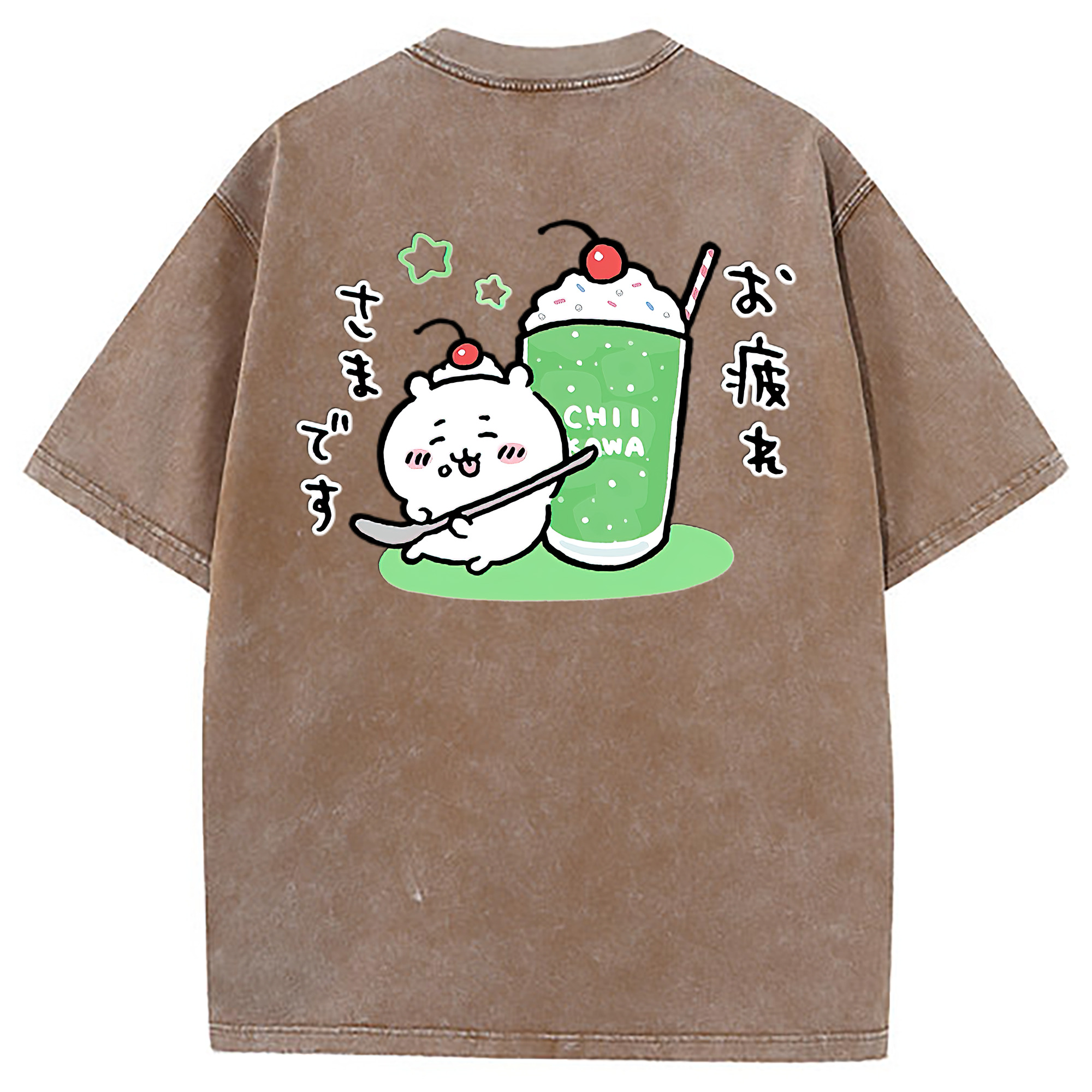 （画像用） ちいかわ ちいかわ Chii-kawa chiikawa 綿100% ヴィンテージ風 半袖Tシャツ（背面プリント）