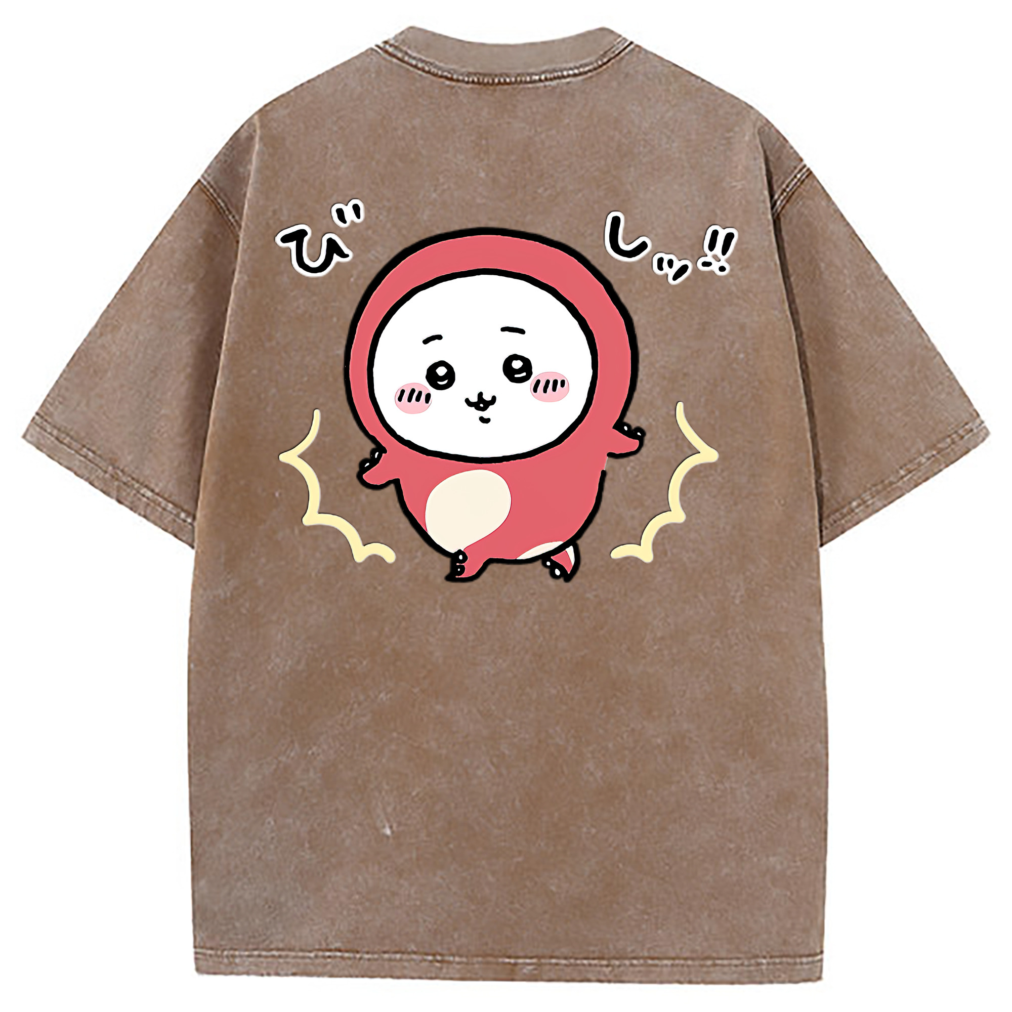 （画像用） ちいかわ ちいかわ Chii-kawa chiikawa 綿100% ヴィンテージ風 半袖Tシャツ（背面プリント）