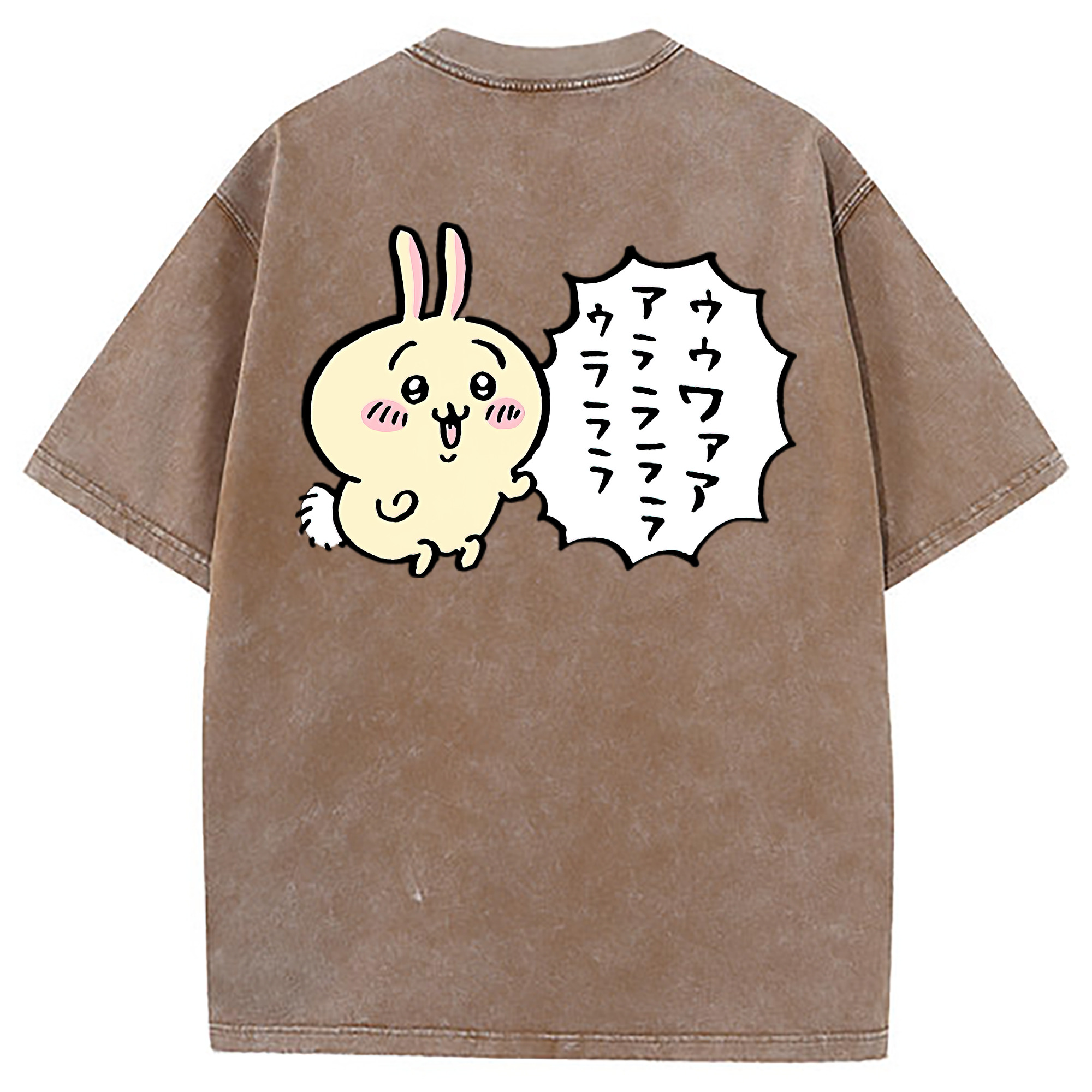（画像用） ちいかわ うさぎ Chii-kawa usagi 綿100% ヴィンテージ風 半袖Tシャツ（背面プリント）