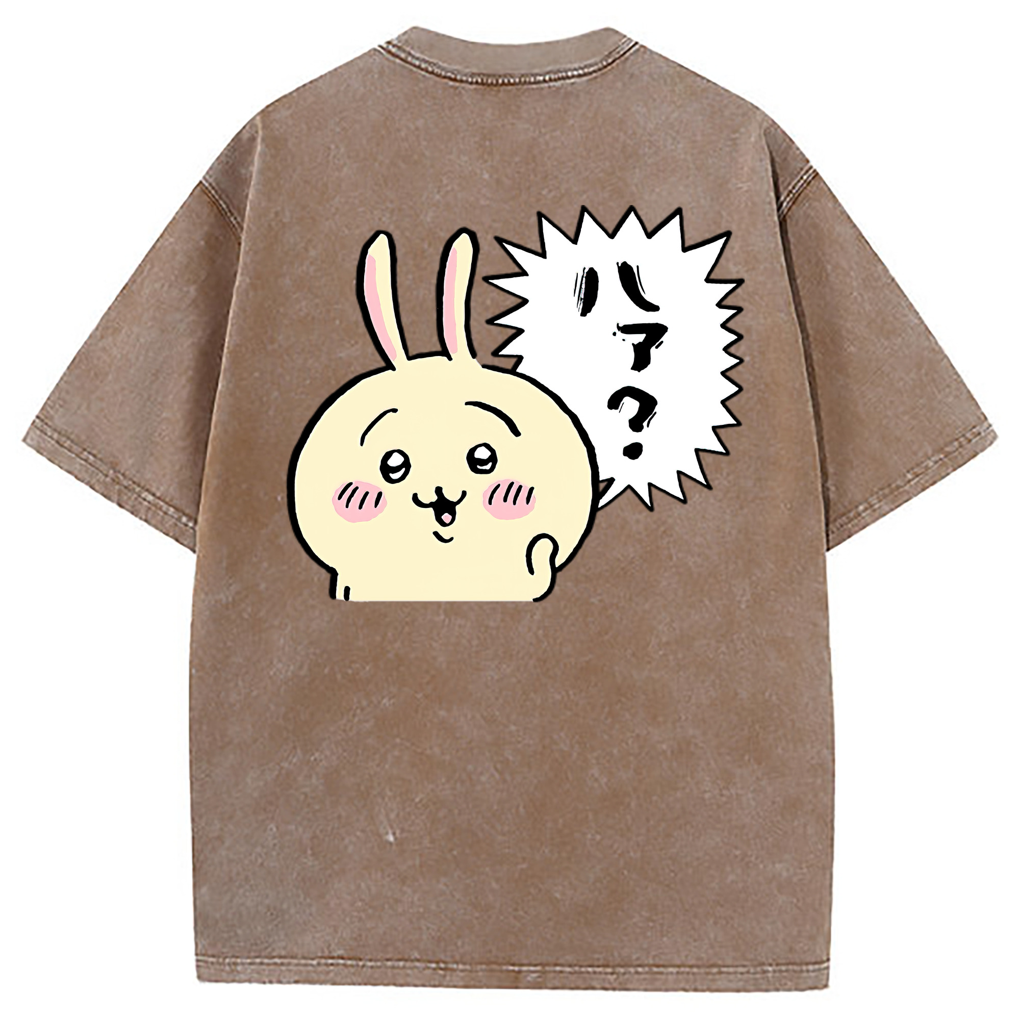 （画像用） ちいかわ うさぎ Chii-kawa usagi 綿100% ヴィンテージ風 半袖Tシャツ（背面プリント）