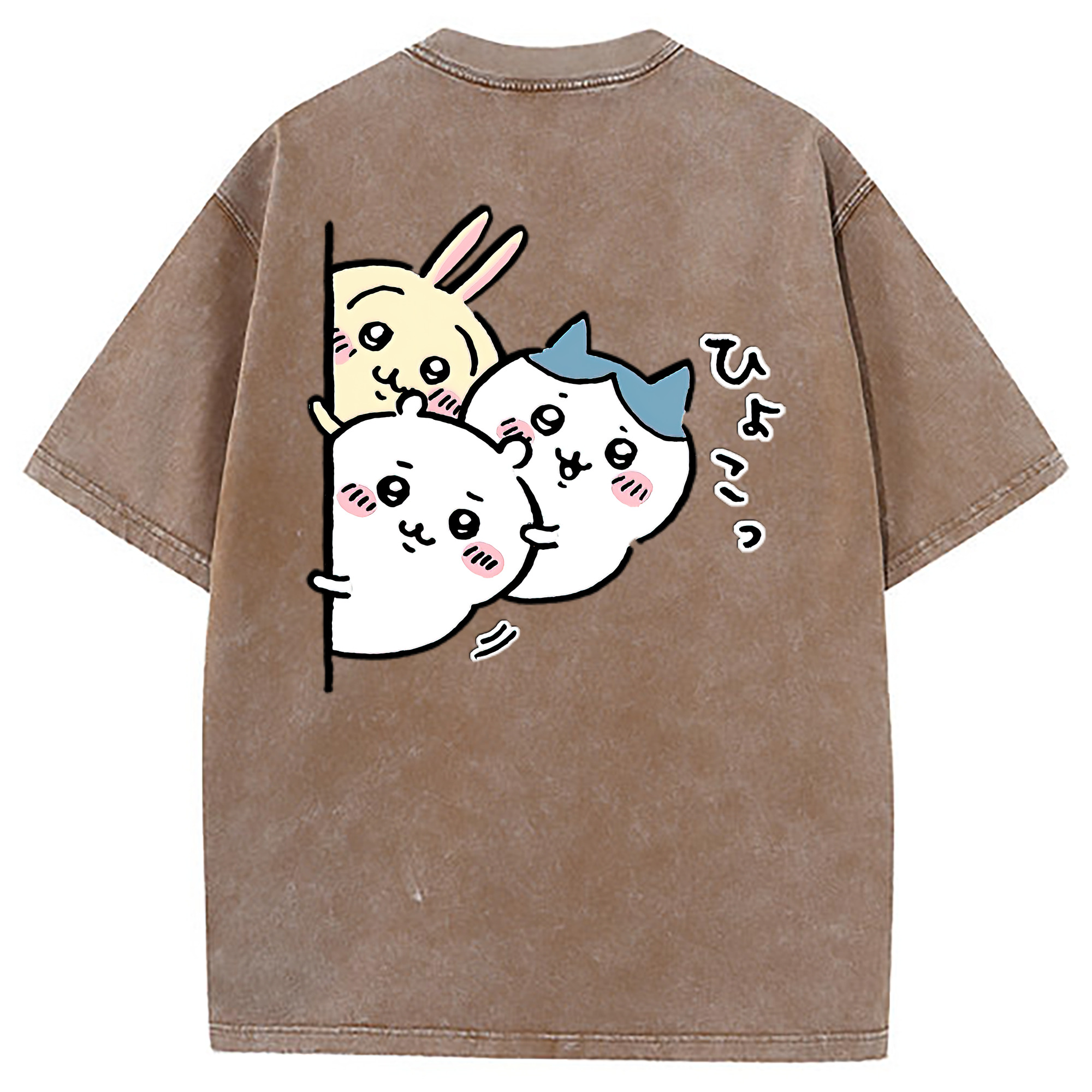 （画像用） ちいかわ うさぎ Chii-kawa usagi 綿100% ヴィンテージ風 半袖Tシャツ（背面プリント）