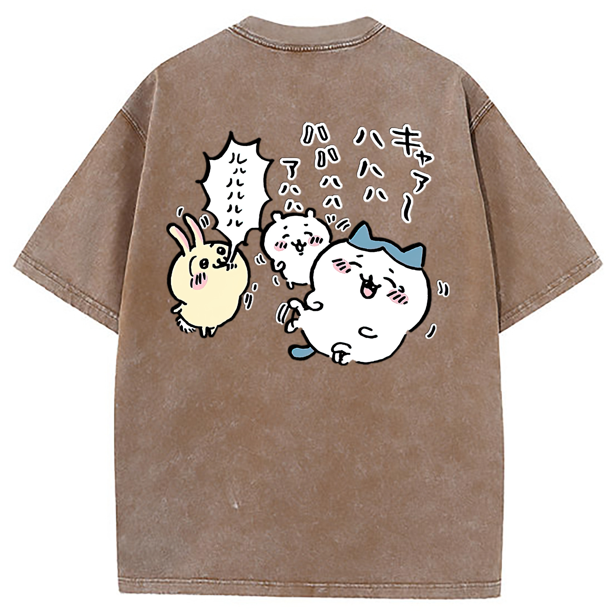 （画像用） ちいかわ うさぎ Chii-kawa usagi 綿100% ヴィンテージ風 半袖Tシャツ（背面プリント）