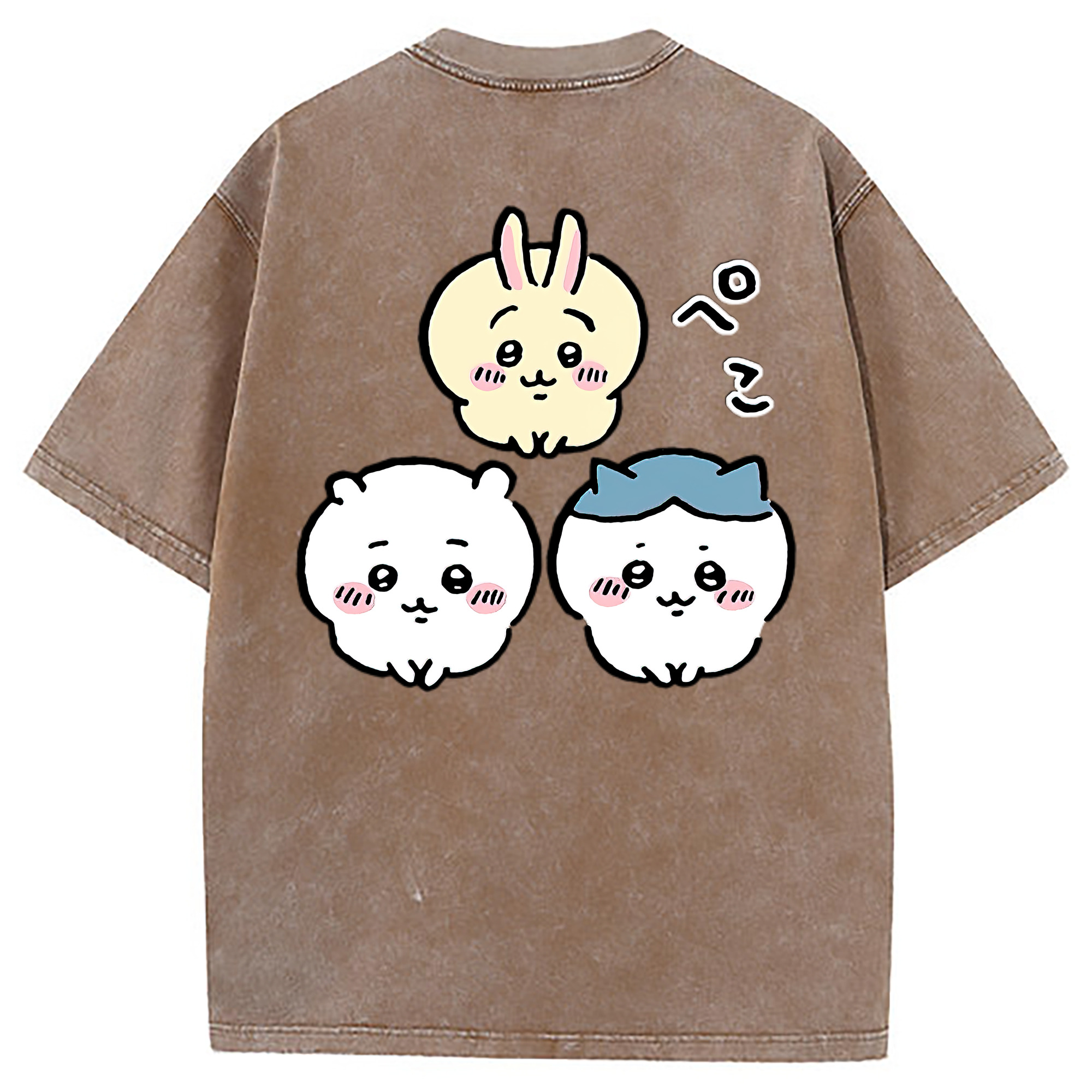 （画像用） ちいかわ うさぎ Chii-kawa usagi 綿100% ヴィンテージ風 半袖Tシャツ（背面プリント）