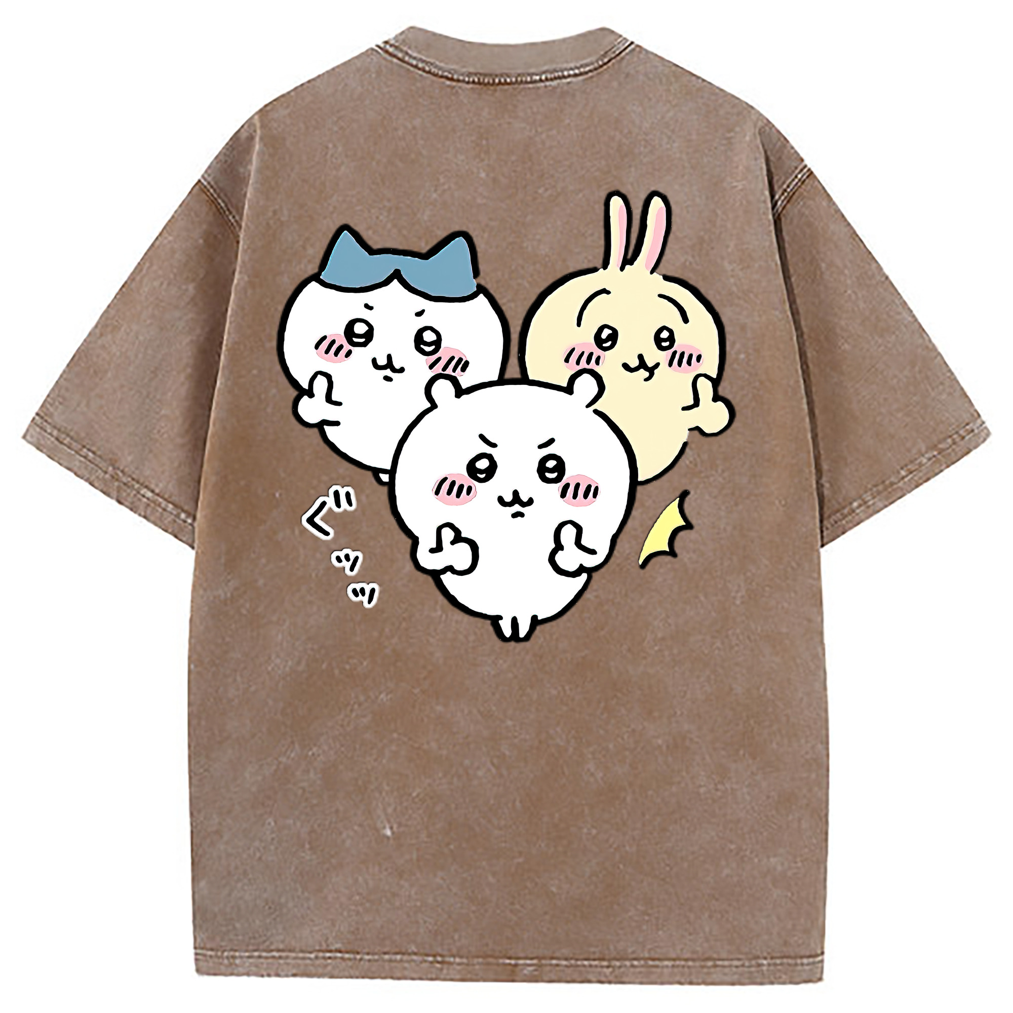 （画像用） ちいかわ うさぎ Chii-kawa usagi 綿100% ヴィンテージ風 半袖Tシャツ（背面プリント）