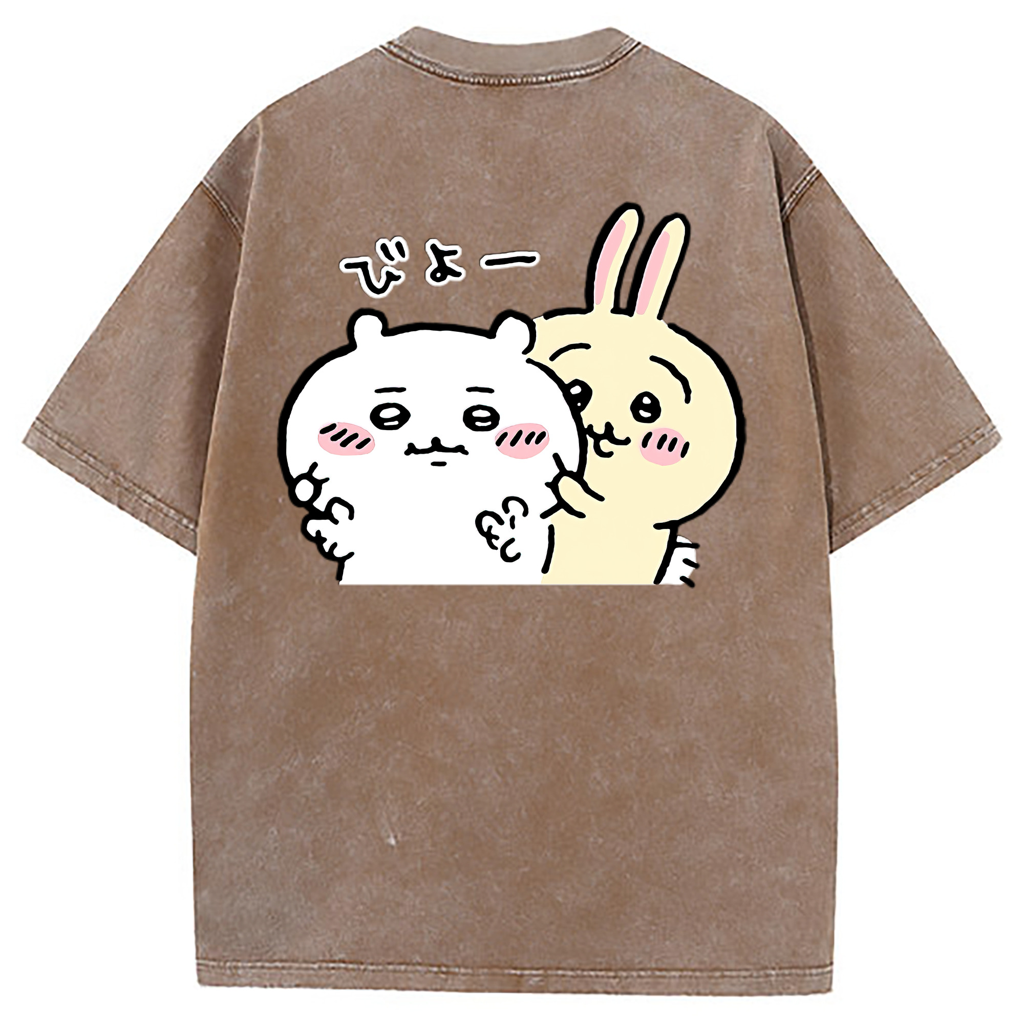 （画像用） ちいかわ うさぎ Chii-kawa usagi 綿100% ヴィンテージ風 半袖Tシャツ（背面プリント）