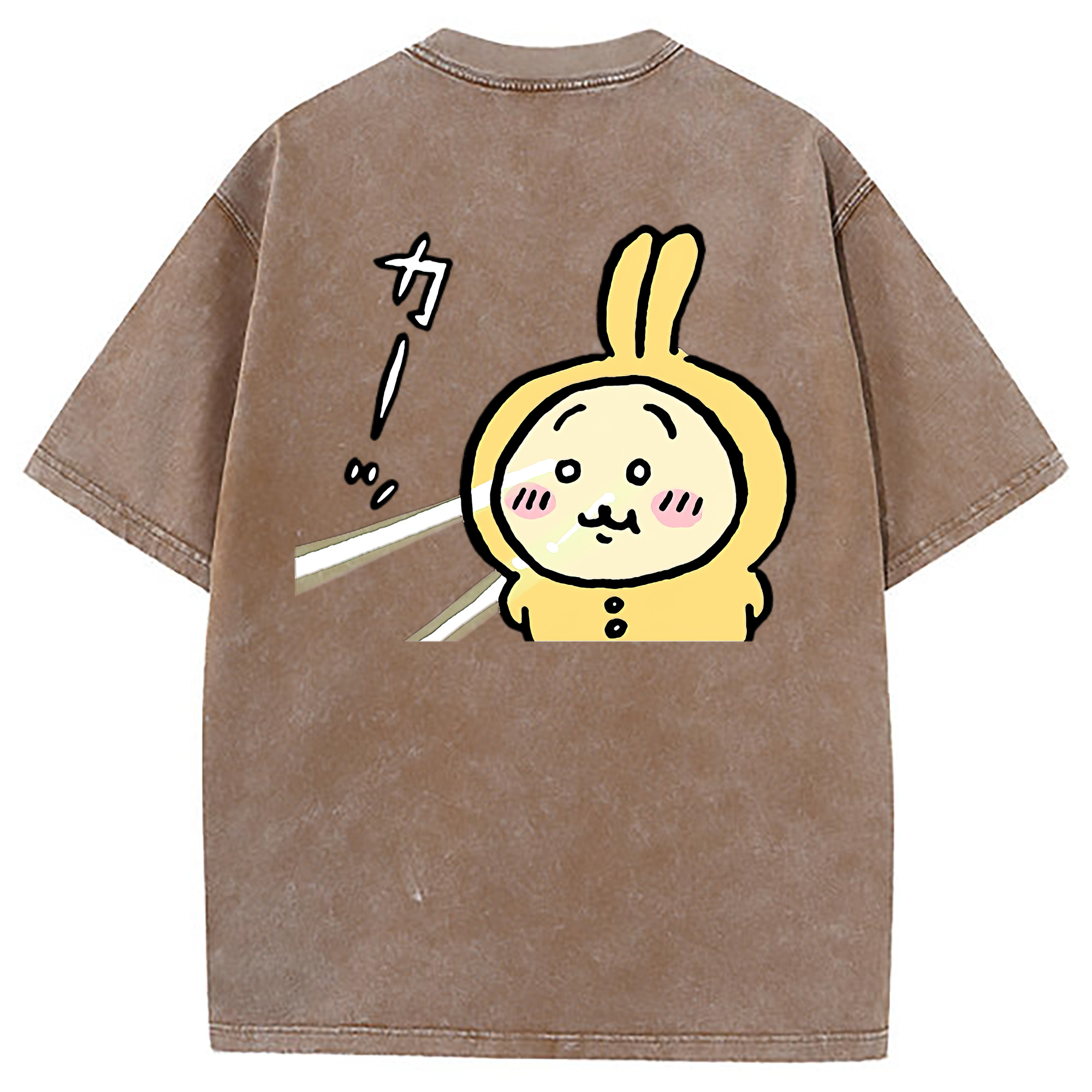 （画像用） ちいかわ うさぎ Chii-kawa usagi 綿100% ヴィンテージ風 半袖Tシャツ（背面プリント）
