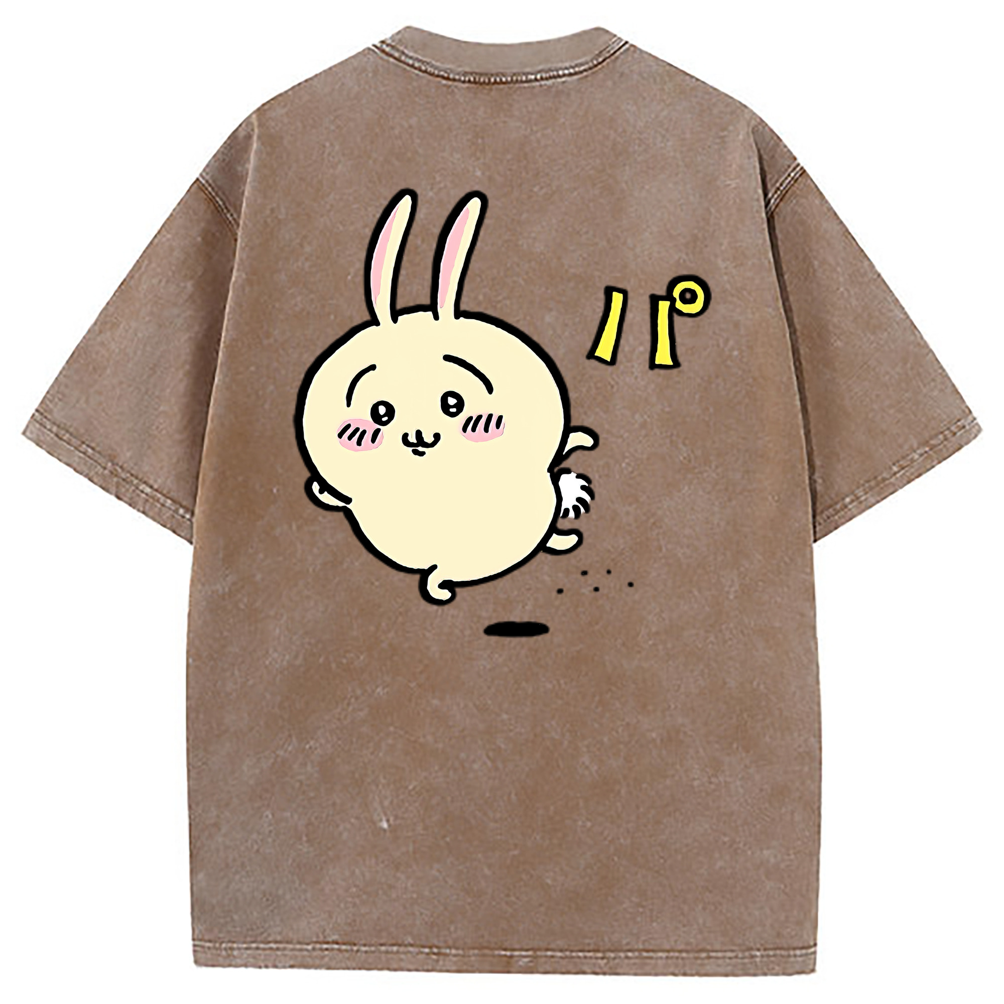 （画像用） ちいかわ うさぎ Chii-kawa usagi 綿100% ヴィンテージ風 半袖Tシャツ（背面プリント）