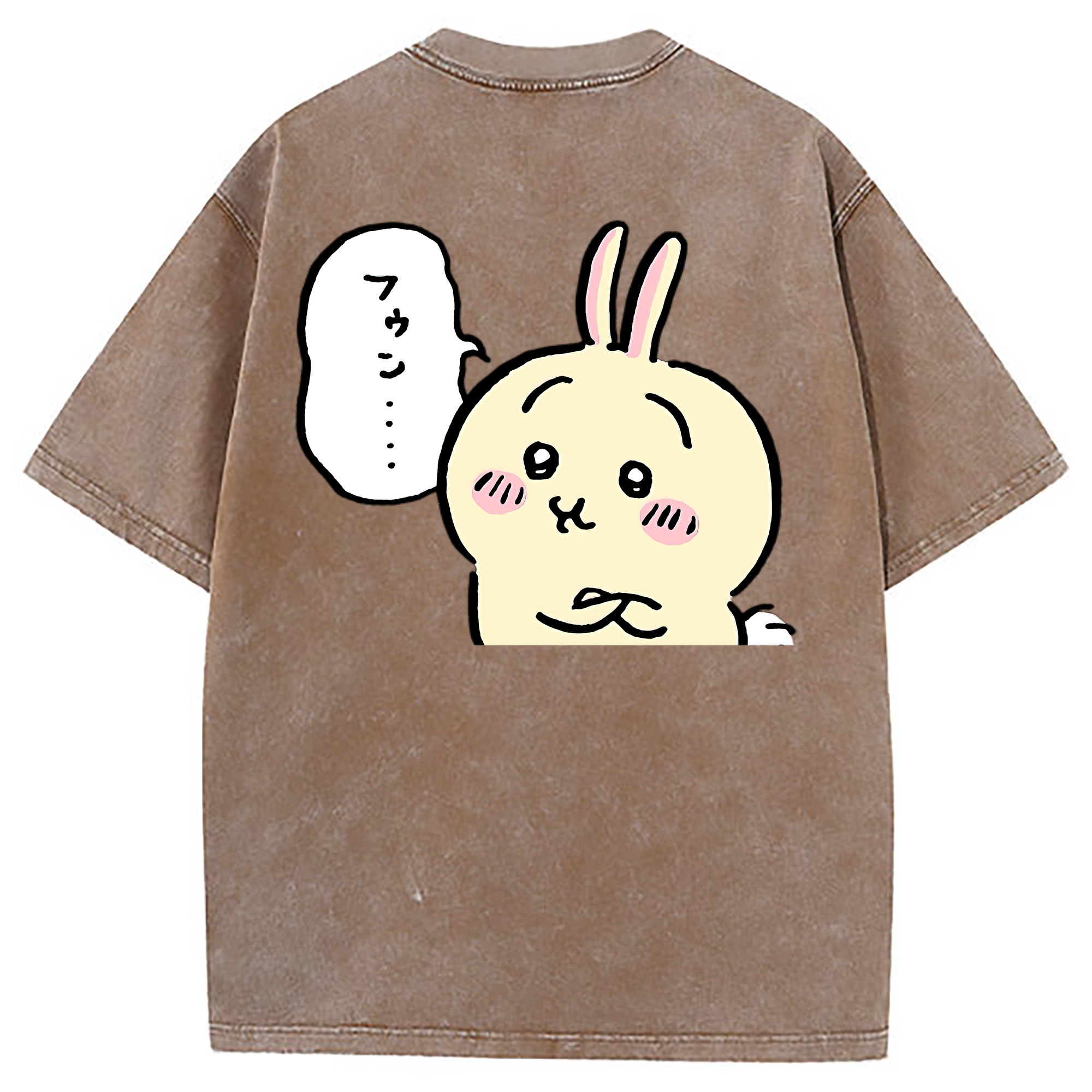 （画像用） ちいかわ うさぎ Chii-kawa usagi 綿100% ヴィンテージ風 半袖Tシャツ（背面プリント）