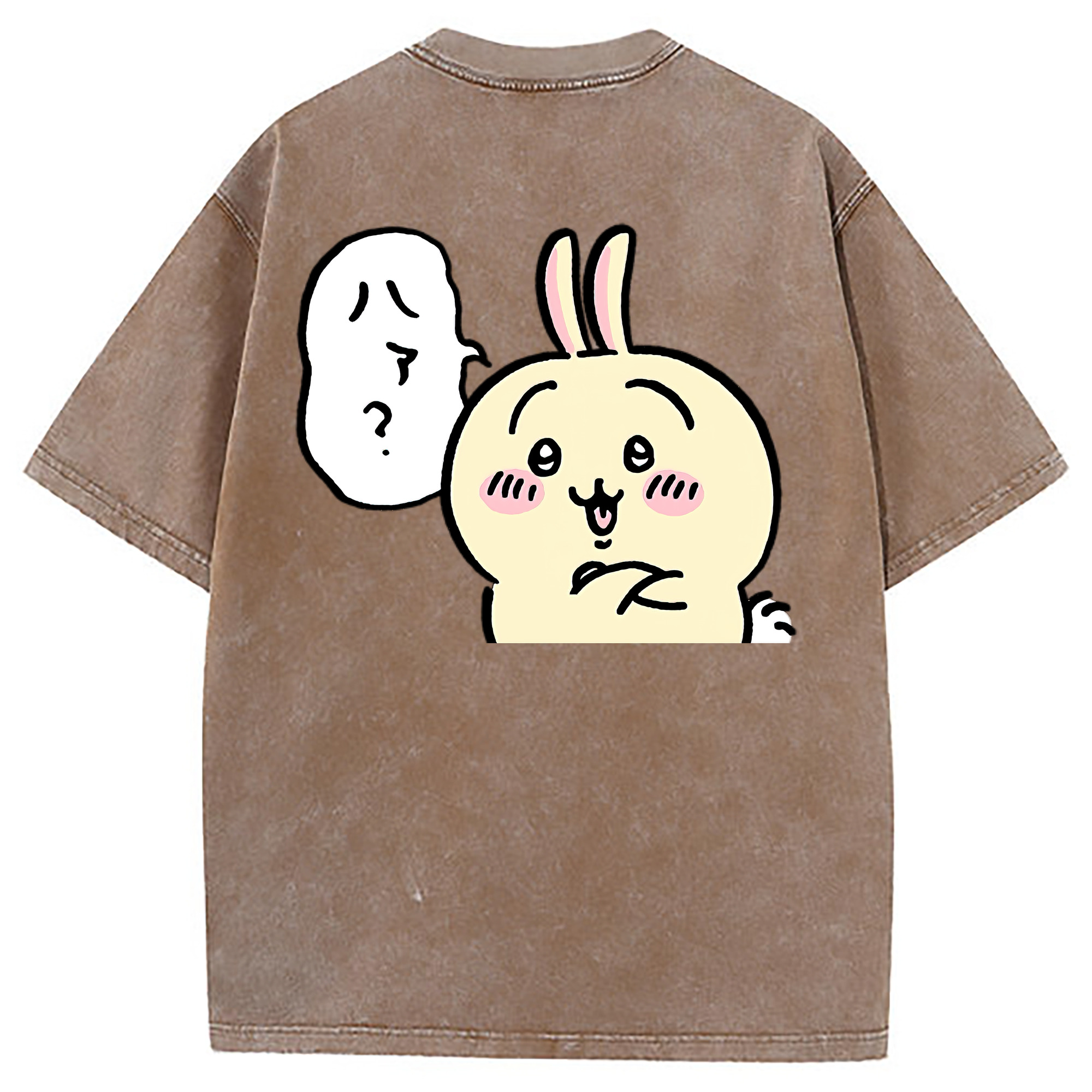 （画像用） ちいかわ うさぎ Chii-kawa usagi 綿100% ヴィンテージ風 半袖Tシャツ（背面プリント）