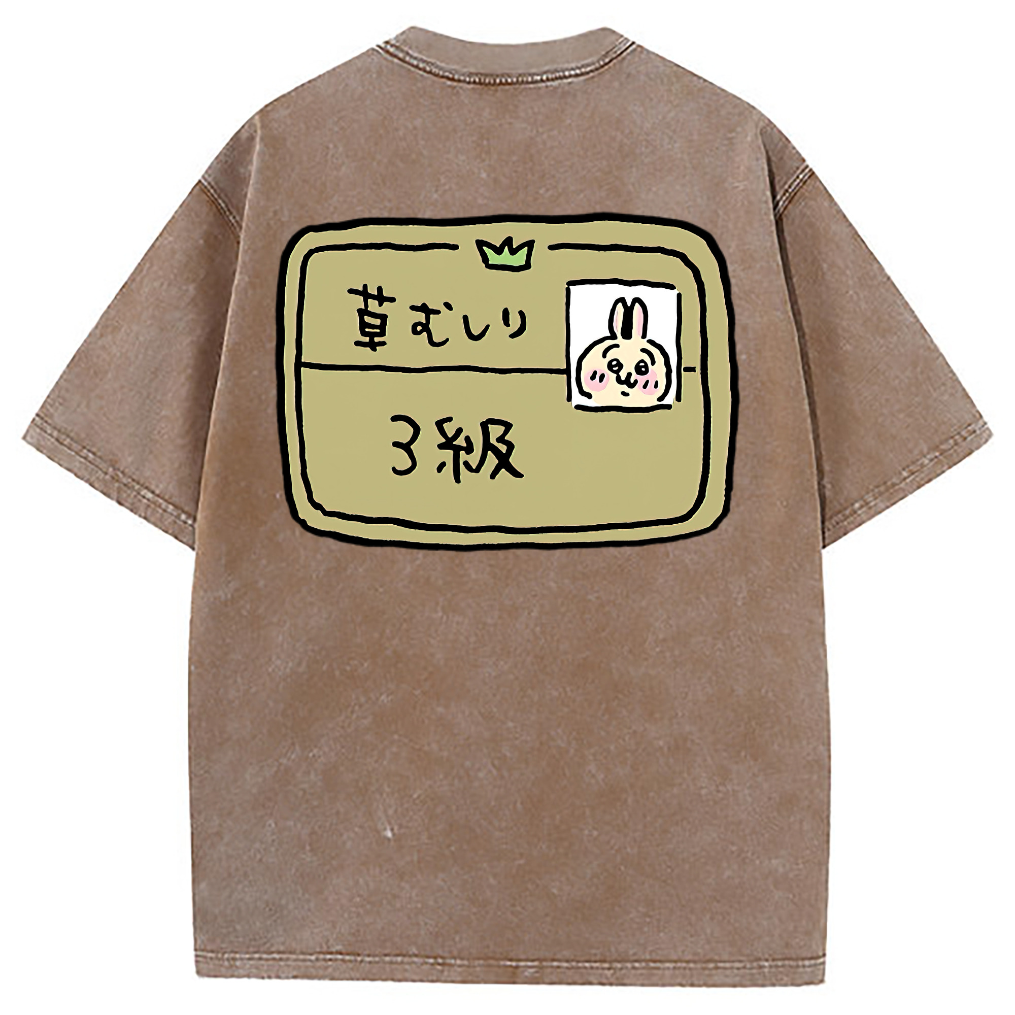 （画像用） ちいかわ うさぎ Chii-kawa usagi 綿100% ヴィンテージ風 半袖Tシャツ（背面プリント）