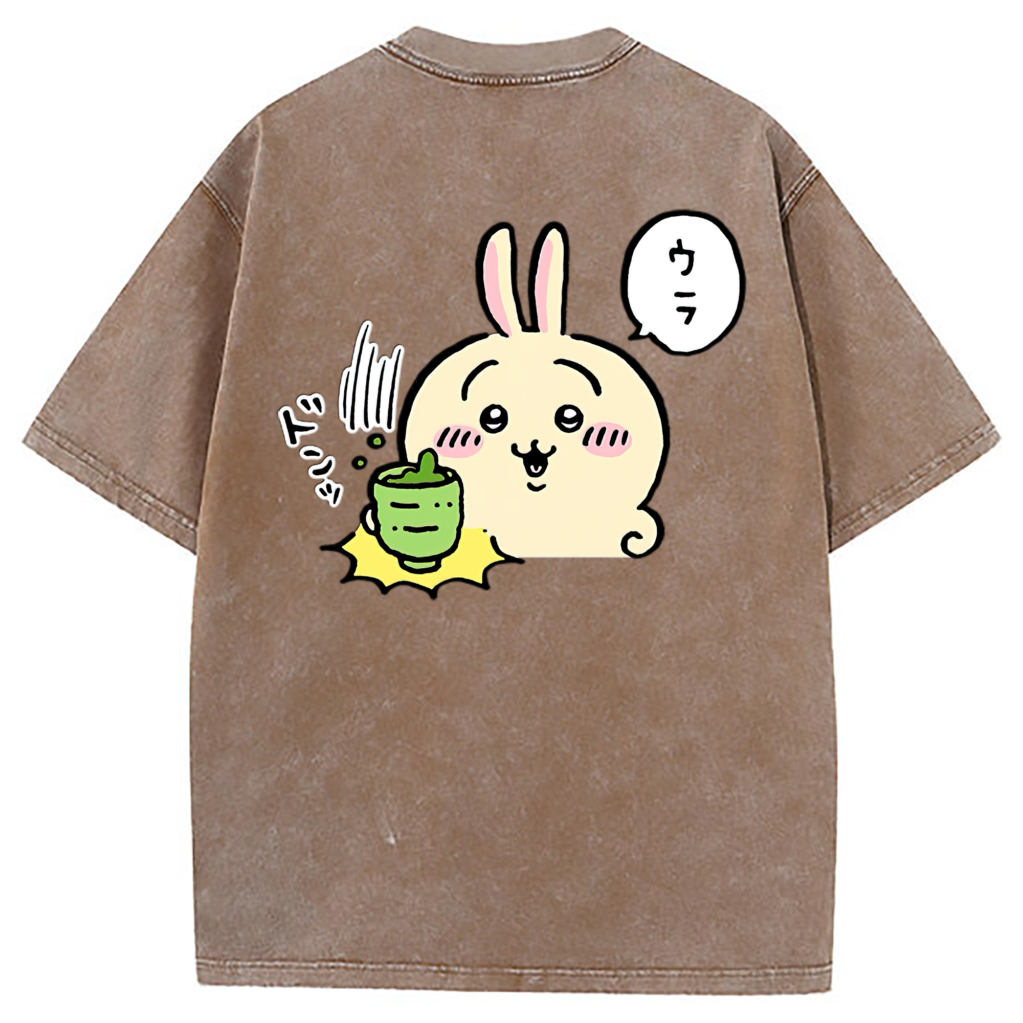 （画像用） ちいかわ うさぎ Chii-kawa usagi 綿100% ヴィンテージ風 半袖Tシャツ（背面プリント）