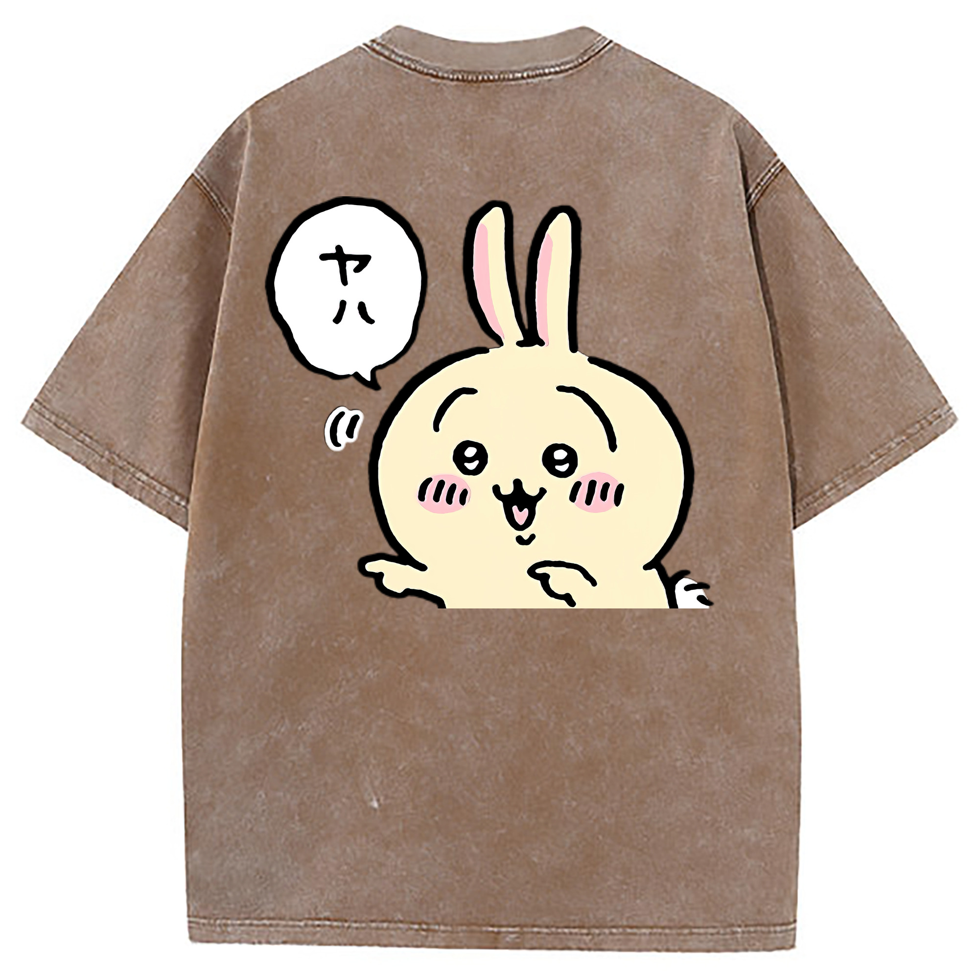 （画像用） ちいかわ うさぎ Chii-kawa usagi 綿100% ヴィンテージ風 半袖Tシャツ（背面プリント）