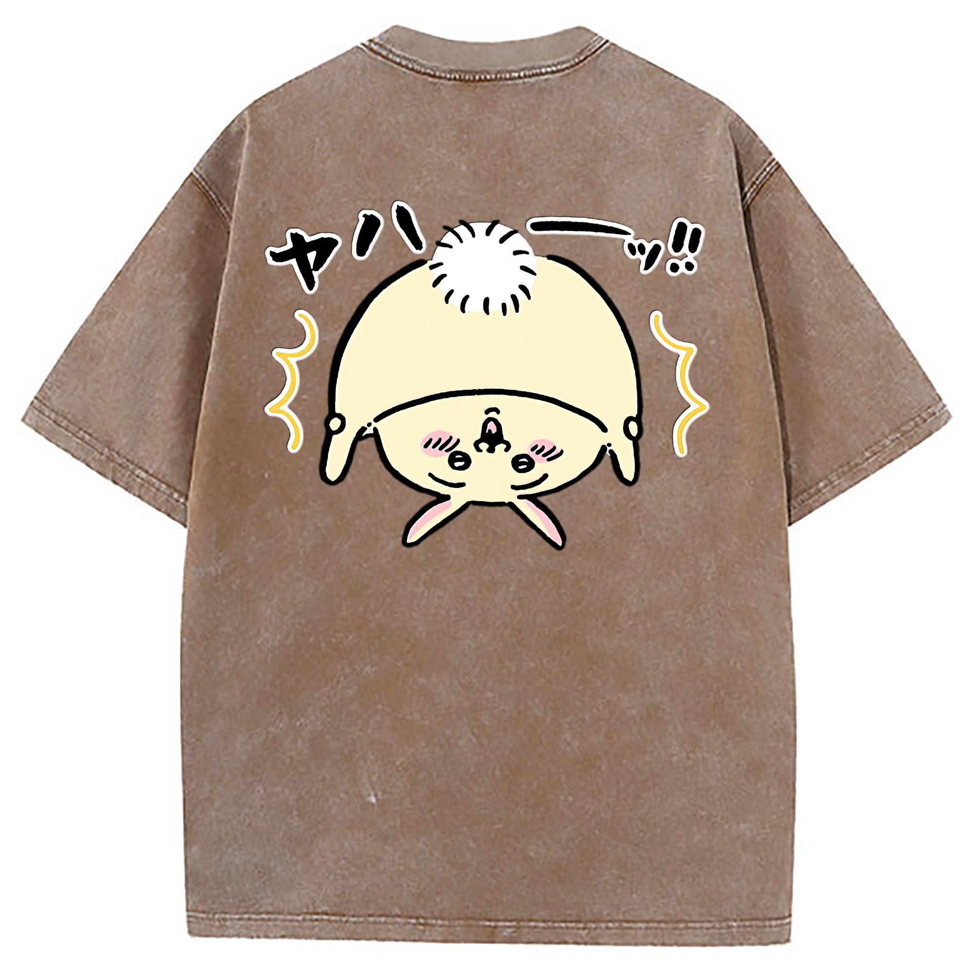 （画像用） ちいかわ うさぎ Chii-kawa usagi 綿100% ヴィンテージ風 半袖Tシャツ（背面プリント）
