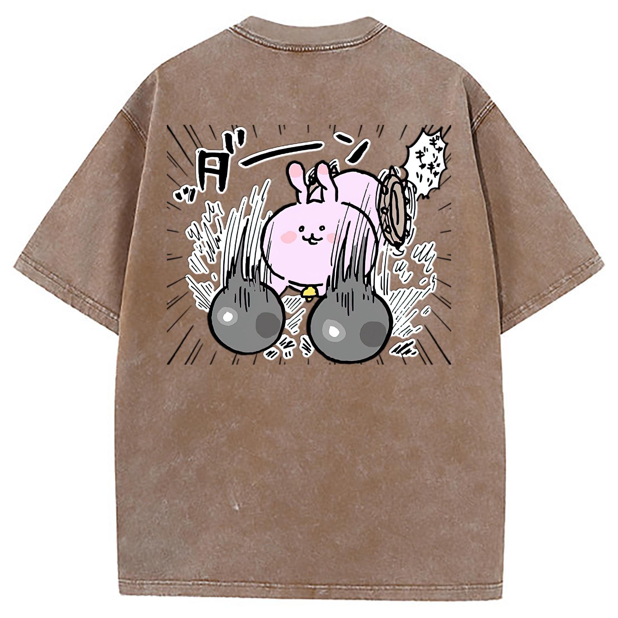 （画像用） ちいかわ うさぎ Chii-kawa usagi 綿100% ヴィンテージ風 半袖Tシャツ（背面プリント）