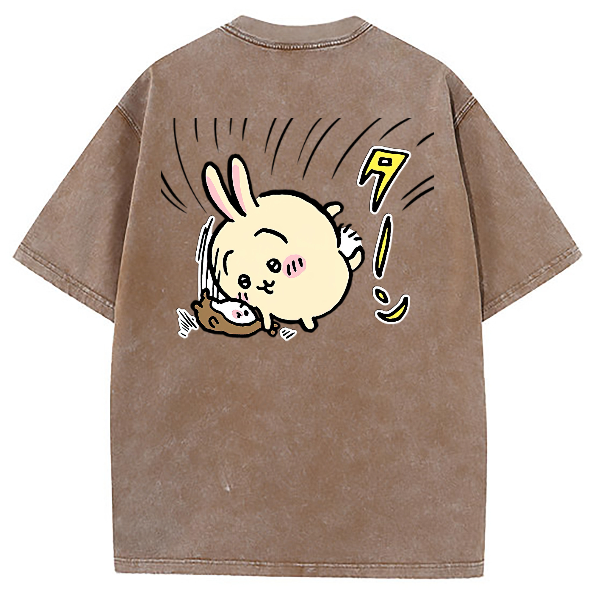 （画像用） ちいかわ うさぎ Chii-kawa usagi 綿100% ヴィンテージ風 半袖Tシャツ（背面プリント）