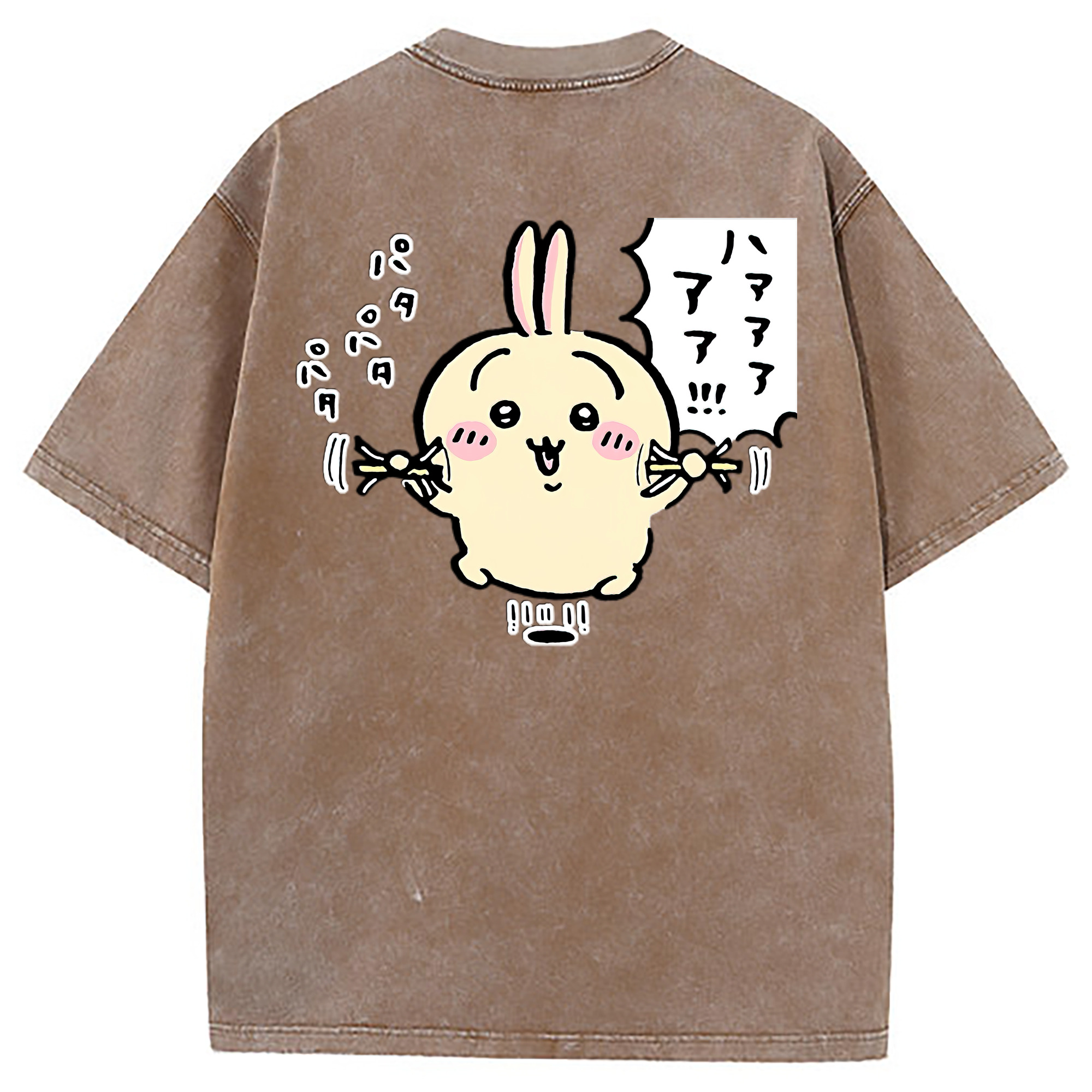（画像用） ちいかわ うさぎ Chii-kawa usagi 綿100% ヴィンテージ風 半袖Tシャツ（背面プリント）
