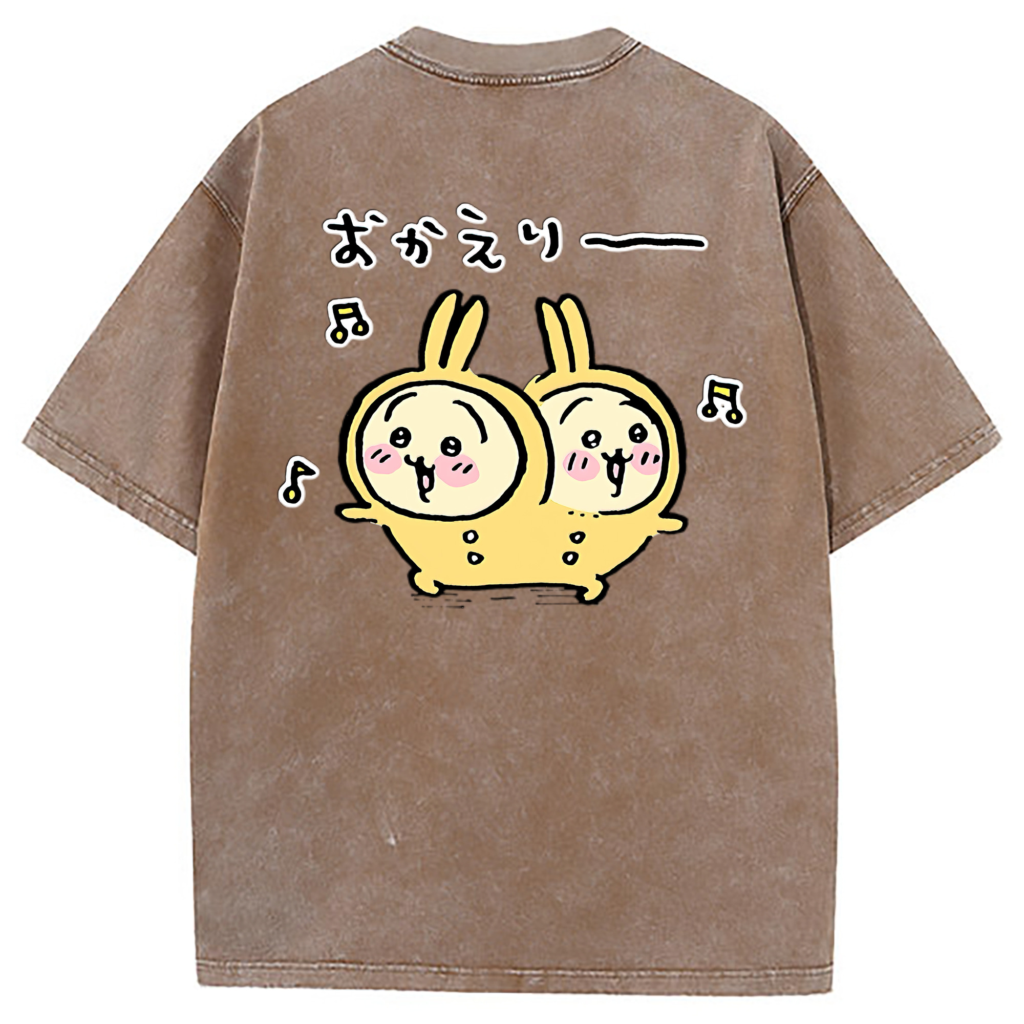 （画像用） ちいかわ うさぎ Chii-kawa usagi 綿100% ヴィンテージ風 半袖Tシャツ（背面プリント）