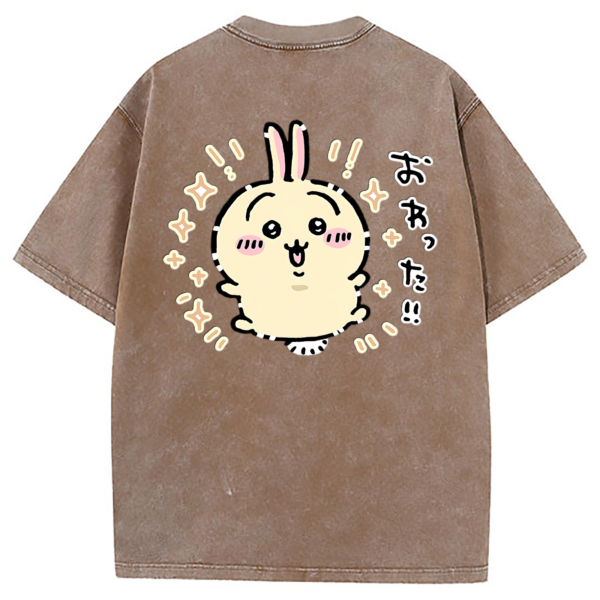 （画像用） ちいかわ うさぎ Chii-kawa usagi 綿100% ヴィンテージ風 半袖Tシャツ（背面プリント）