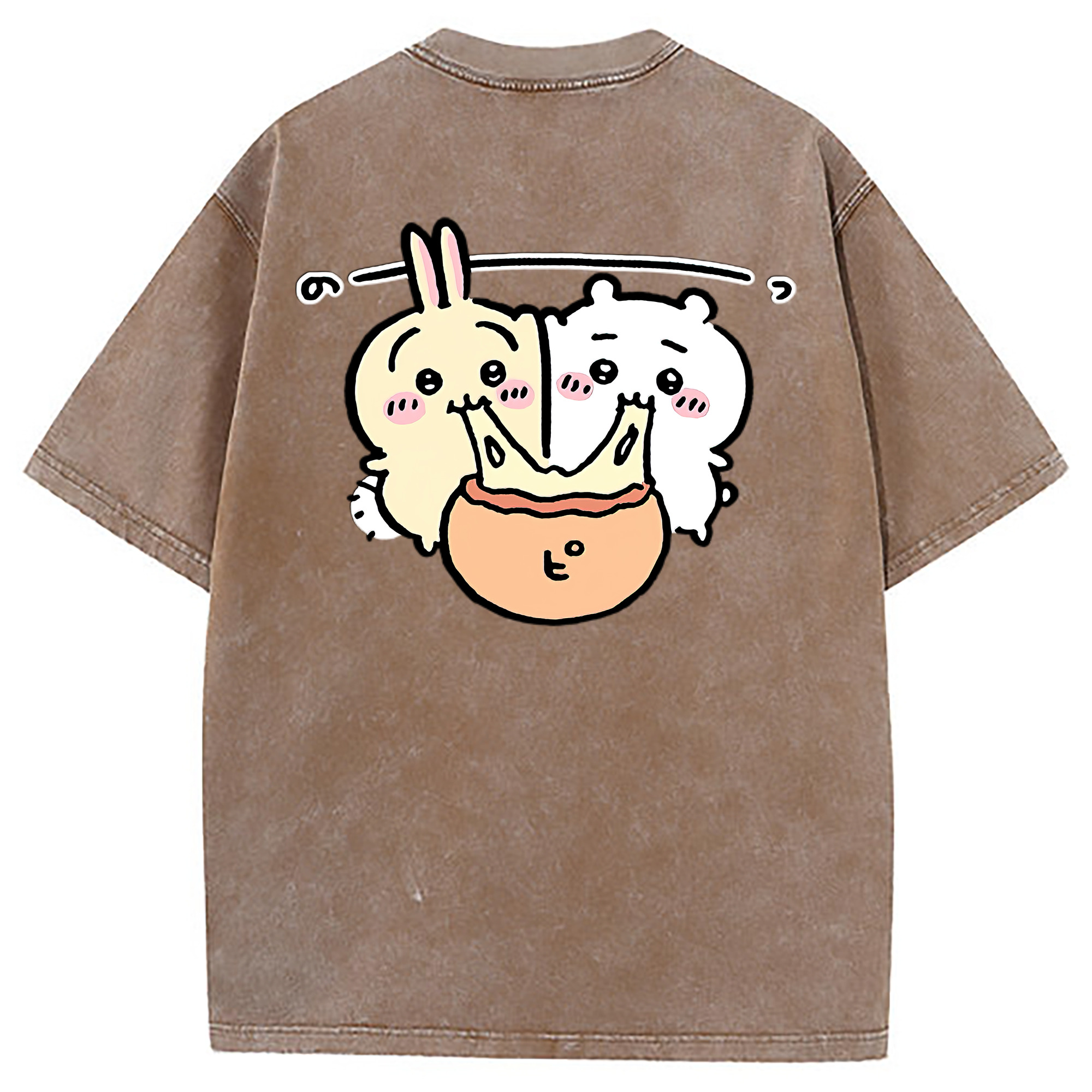 （画像用） ちいかわ うさぎ Chii-kawa usagi 綿100% ヴィンテージ風 半袖Tシャツ（背面プリント）