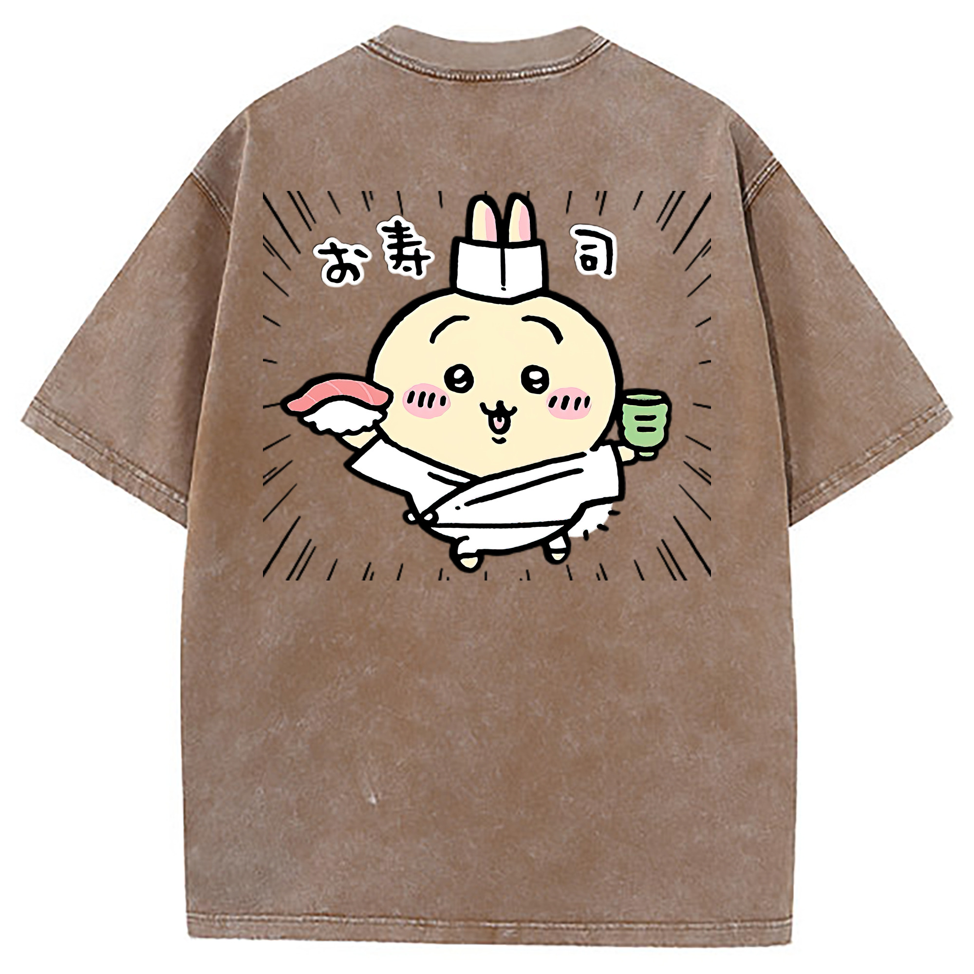 （画像用） ちいかわ うさぎ Chii-kawa usagi 綿100% ヴィンテージ風 半袖Tシャツ（背面プリント）