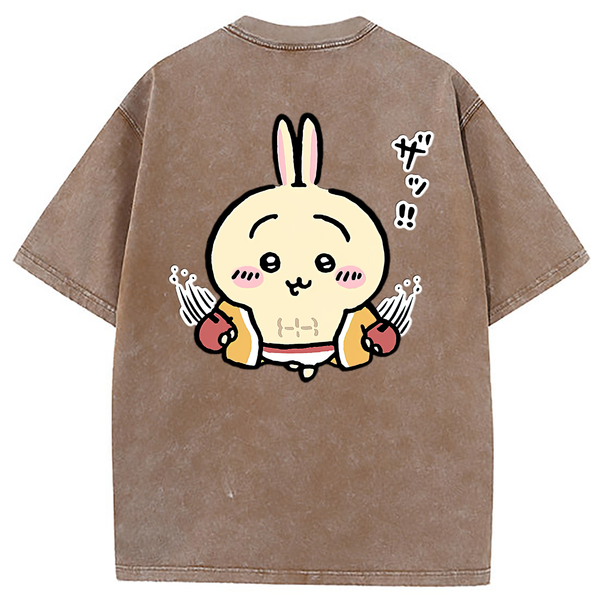 （画像用） ちいかわ うさぎ Chii-kawa usagi 綿100% ヴィンテージ風 半袖Tシャツ（背面プリント）