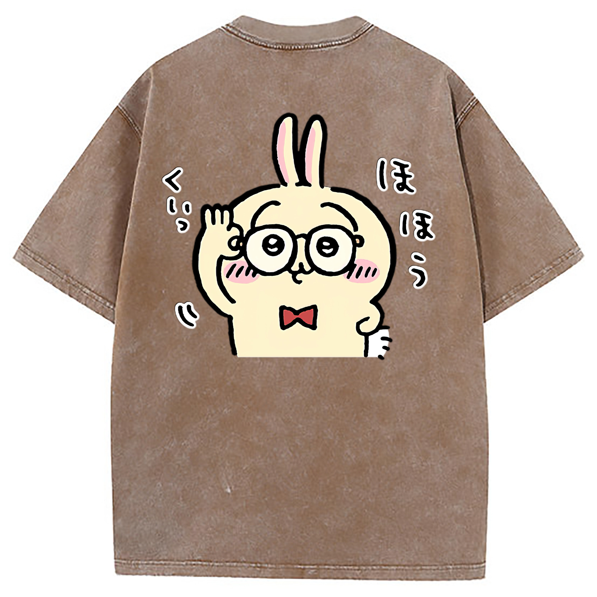 （画像用） ちいかわ うさぎ Chii-kawa usagi 綿100% ヴィンテージ風 半袖Tシャツ（背面プリント）